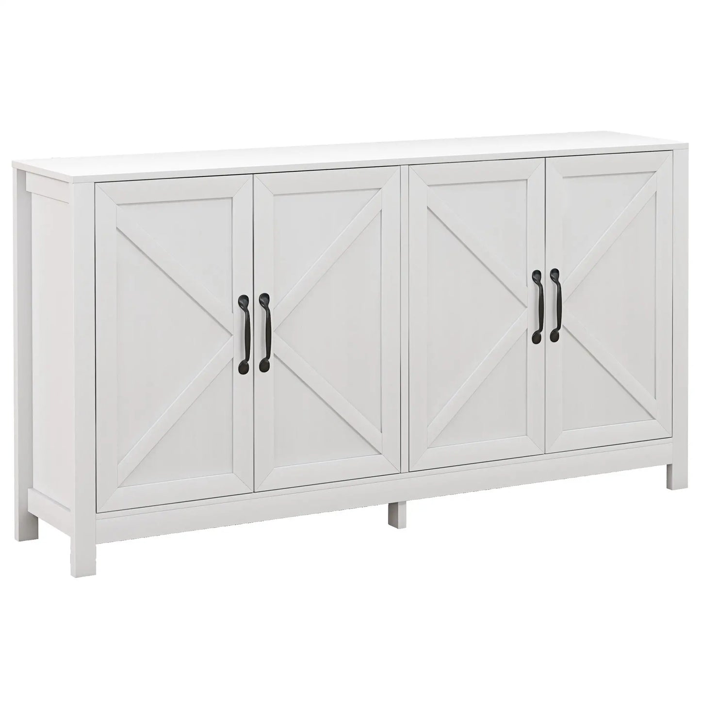 Sideboard Buffet with Barn Door and Adjustable Shelf in White