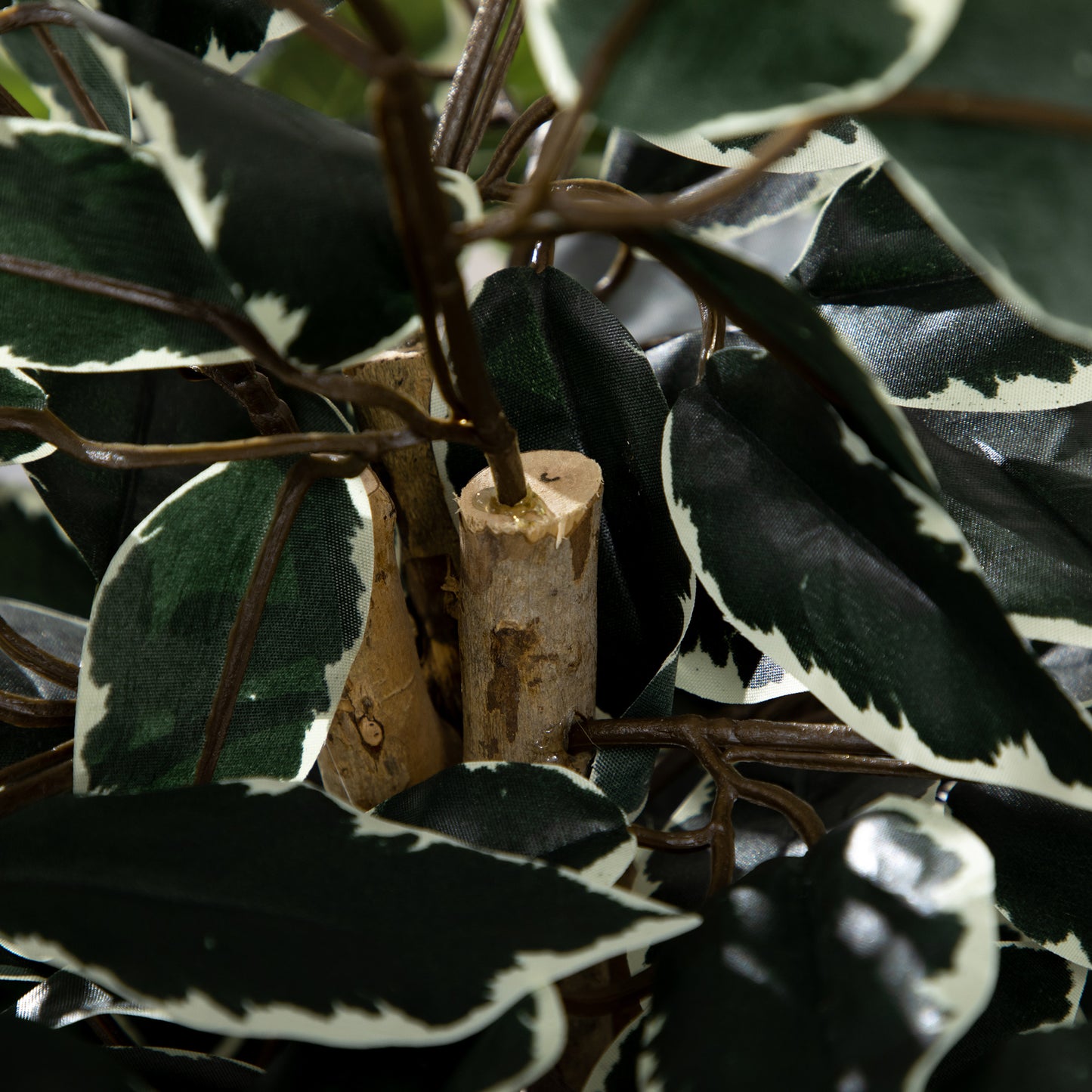 Artificial Tree Ficus Tree Fake Plants in Pot with 702 Variegated Leaves for Indoor Outdoor Decor, 6"x6"x51", Green