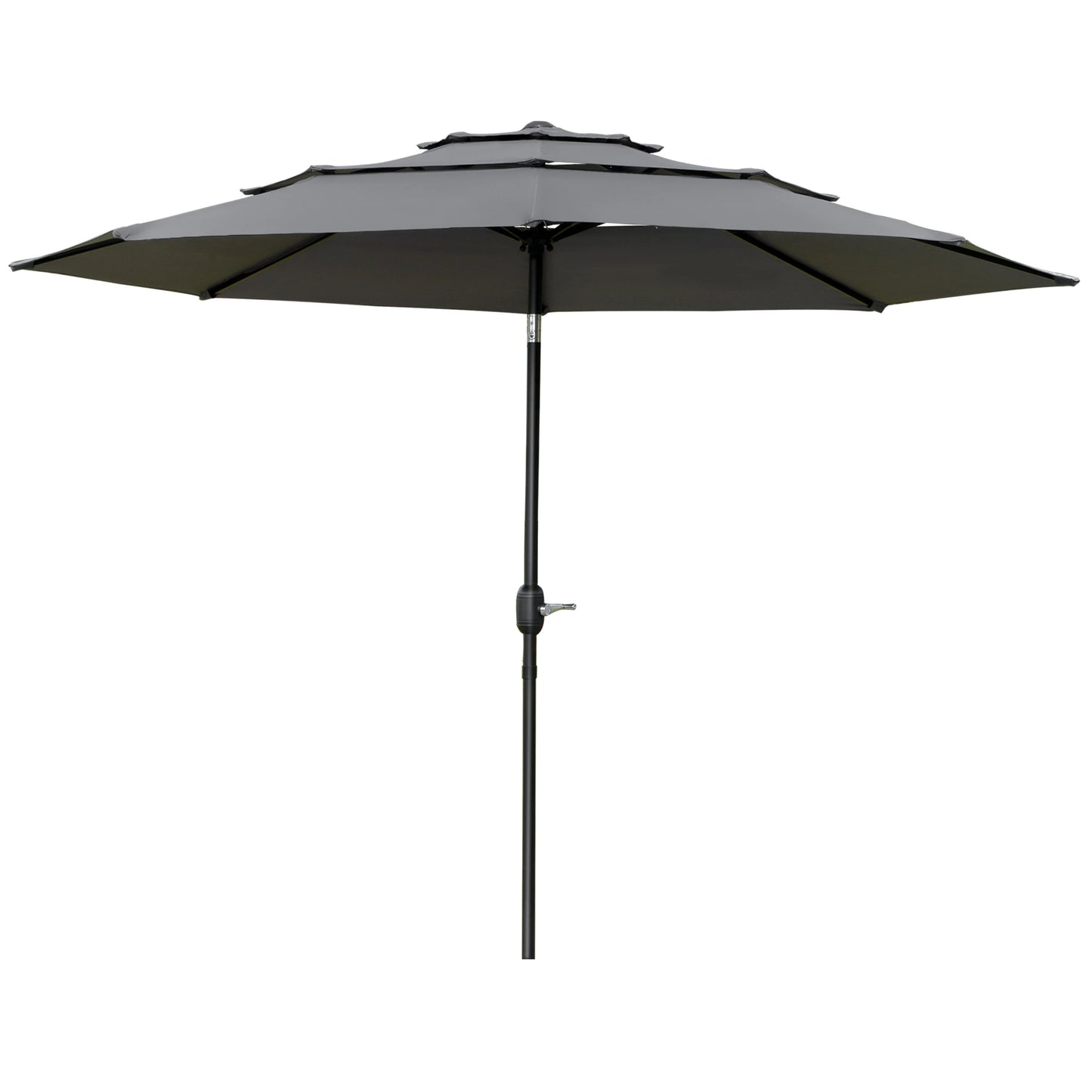 9FT 3 Tiers Patio Umbrella Outdoor Market Umbrella with Crank, Push Button Tilt for Deck, Backyard and Lawn, Light Grey