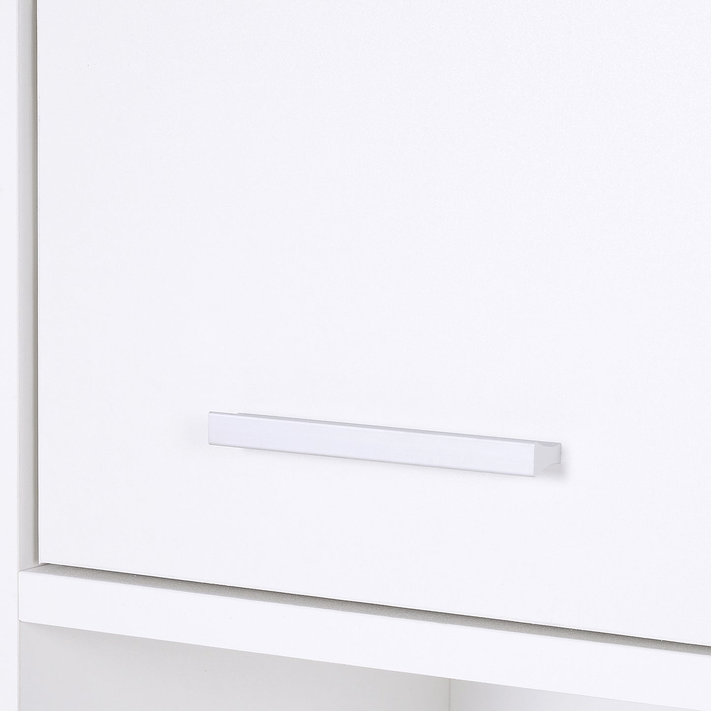 Narrow Bathroom Cabinets with 2 Doors, Open Compartment and Adjustable Shelves, White