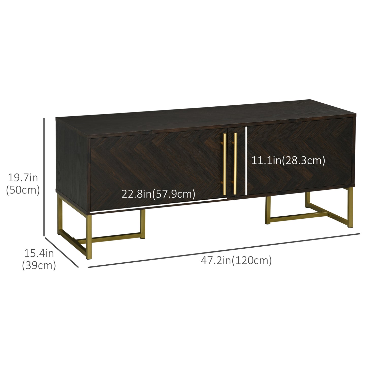 TV Stand for 55 inches, TV Cabinet with 2 Door Cabinets, 2 Cable Managements and Adjustable Shelves, Natural