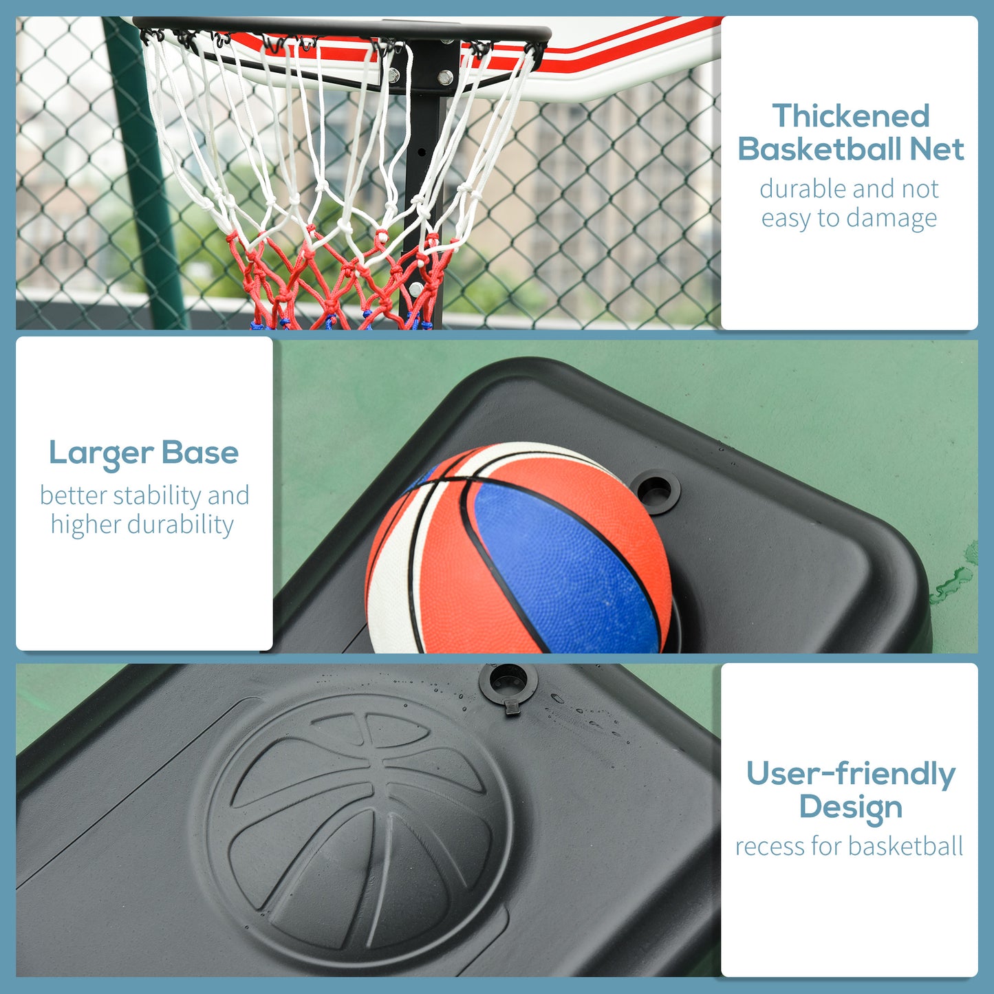 Adjustable 6.3-8.2ft Basketball Hoop System Outdoor Indoor Junior Basketball Stand Team Sport for Kids Youth W/ Wheels for Easy Removable