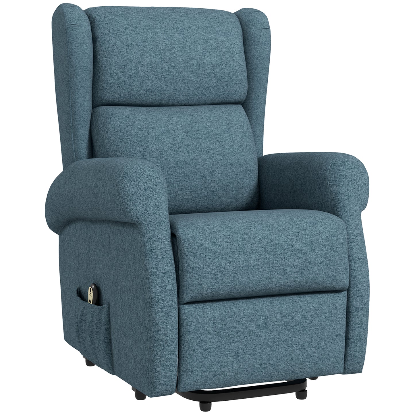 Wingback Lift Chair, Power Chair Recliner with Footrest, Remote Control, Side Pockets, Blue