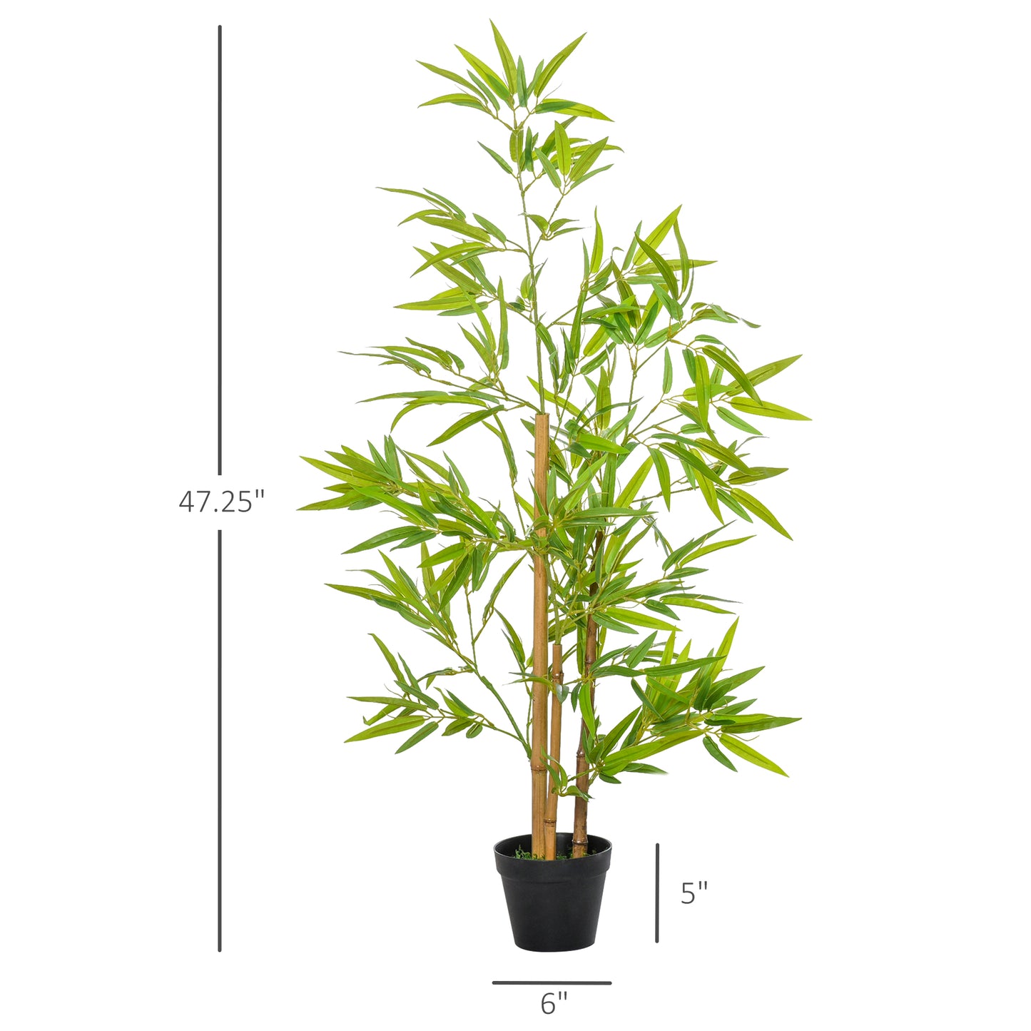 4FT Bamboo Silk Artificial Tree Fake Tropical Tree Imitation Leaf Faux Decorative Plant in Nursery Pot for Indoor Outdoor Decor