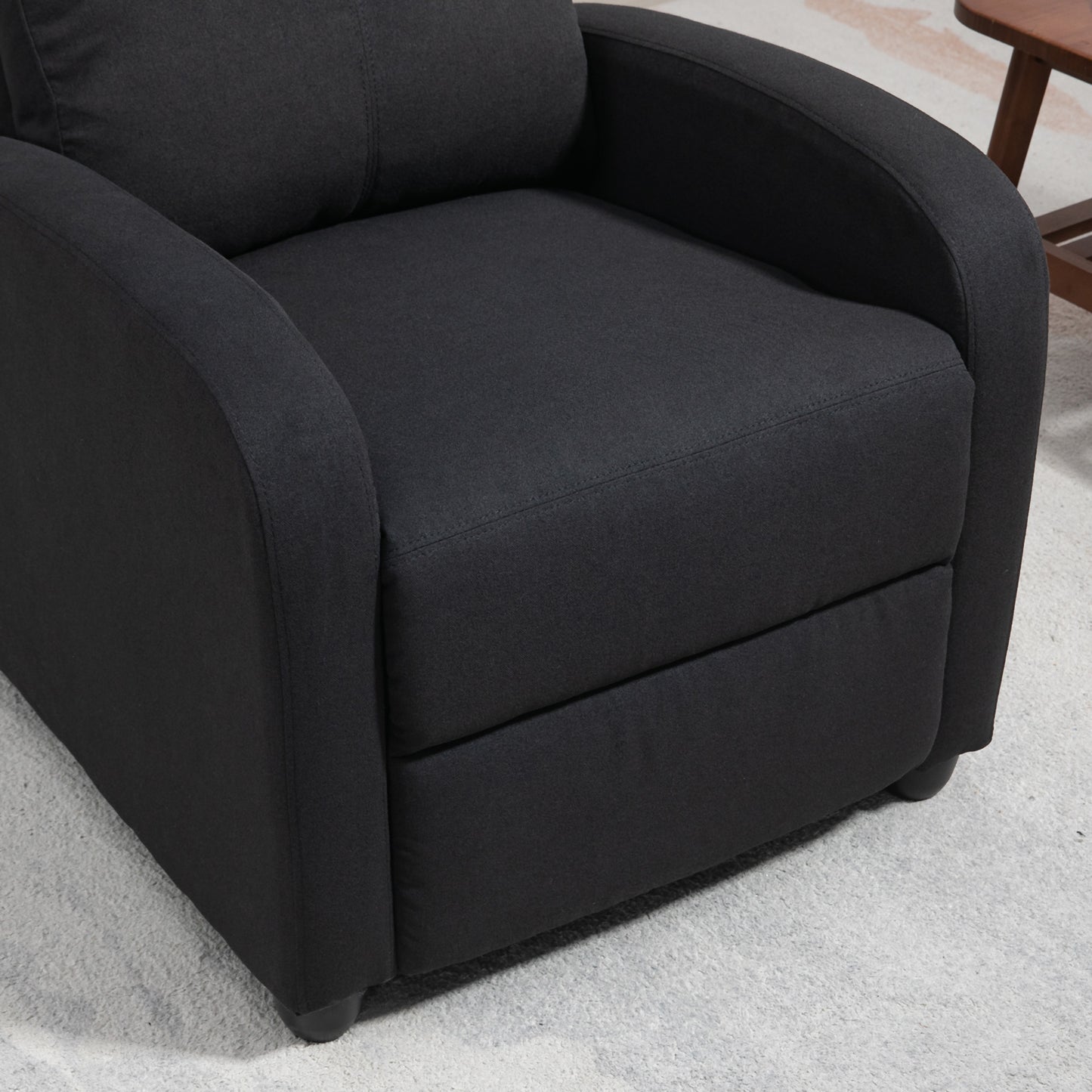 Fabric Recliner Chair, Manual Home Theater Seating, Single Reclining Sofa Chair with Padded Seat for Living Room, Black