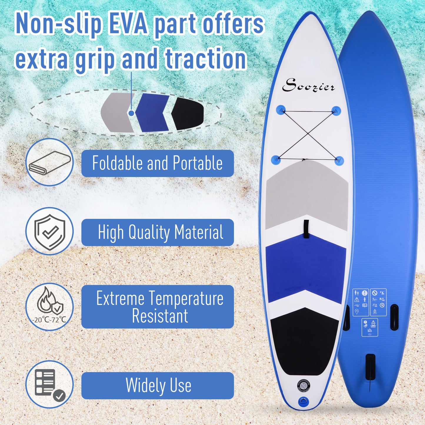 Inflatable Paddle Board, 127"×32"×6" Stand Up Paddle Board Lightweight & Foldable w/ ISUP Accessories & Carry Bag, Aluminum Paddle, Fix Accessories Set, Air Pump, Leash