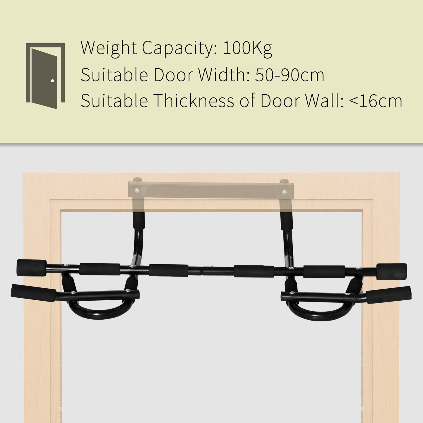 Doorway Pull Up Bar, Portable Chin Up Bar, Multifunctional Dip bar Fitness, Door Exercise Equipment for Home Gym