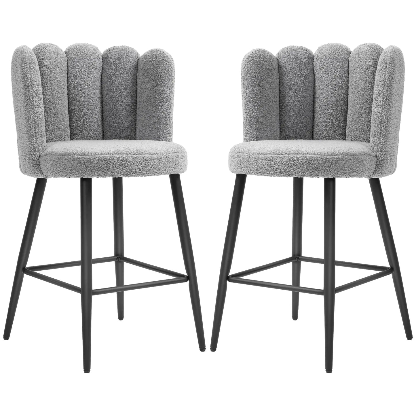 Faux Cashmere Bar Stools Set of 2 Counter Height Bar Stools with Back for Home Kitchen, 20.5"x19.7"x36.6", Grey