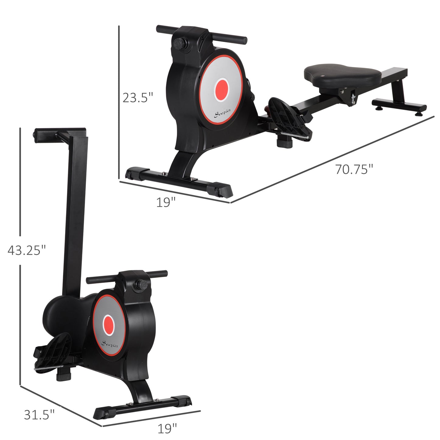 Magnetic Rowing Machine, Foldable Rower with 8 Level Resistance, Digital Monitor & Transport Wheels for Home Gym