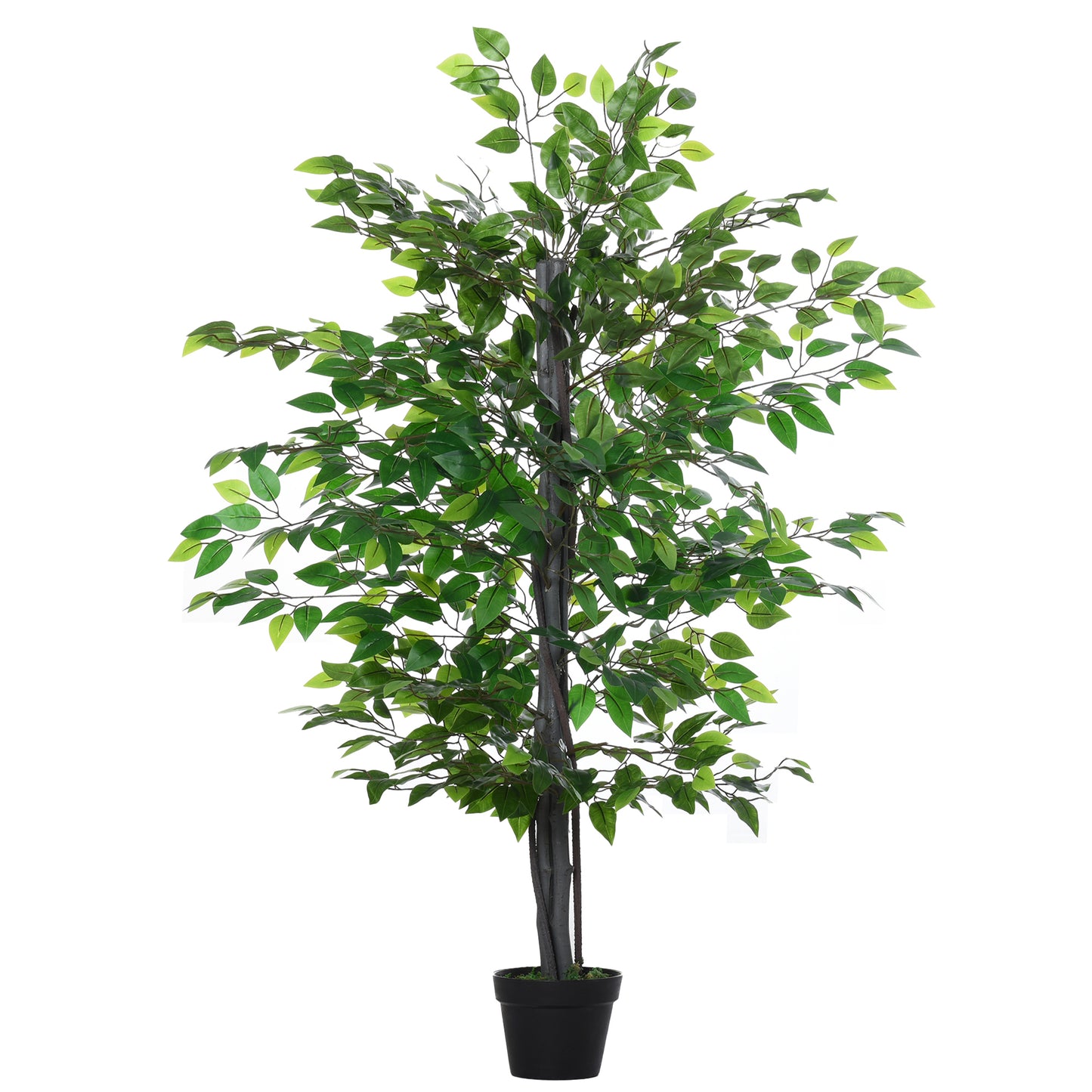 57'' Artificial Banyan Plant Faux Decorative Tree w/ Cement Pot Vibrant Greenery Shrubbery Indoor Outdoor Business Accessory