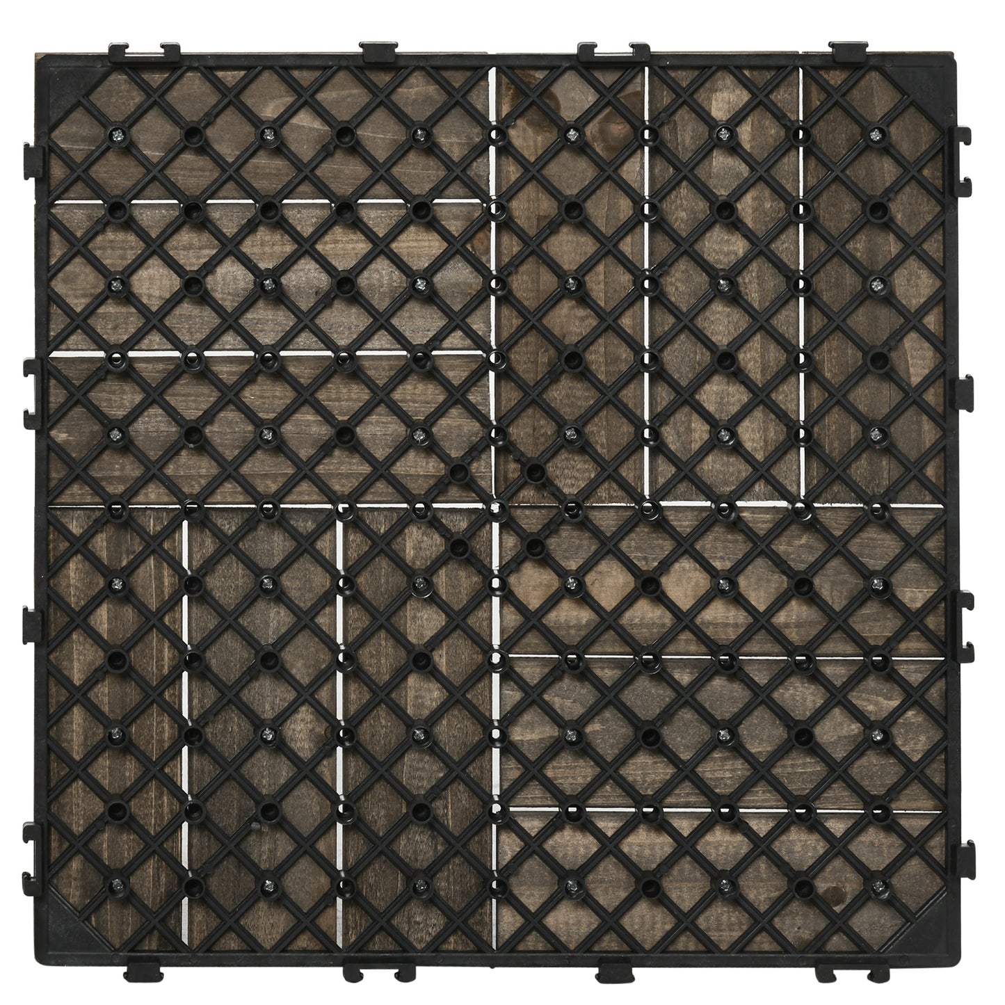 54 Pcs Wood Interlocking Deck Tiles, 12 x 12in Outdoor Flooring Tiles for Indoor and Outdoor Use, Charcoal Grey