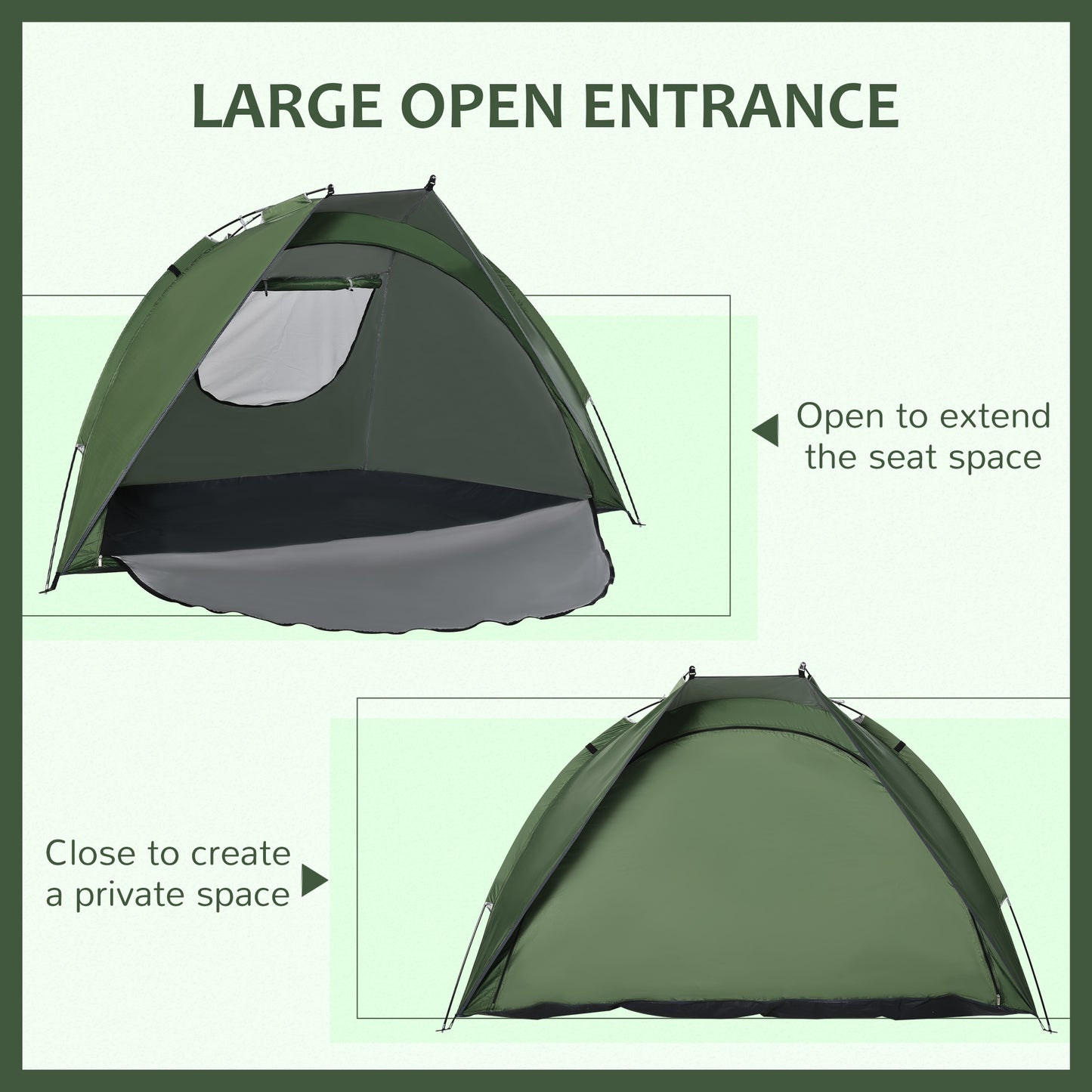 Outsunny Pop Up Tent, Beach Tent, UV Protected Sun Shelter with Carry Bag and Ground Stakes for 2-3 Person, Green