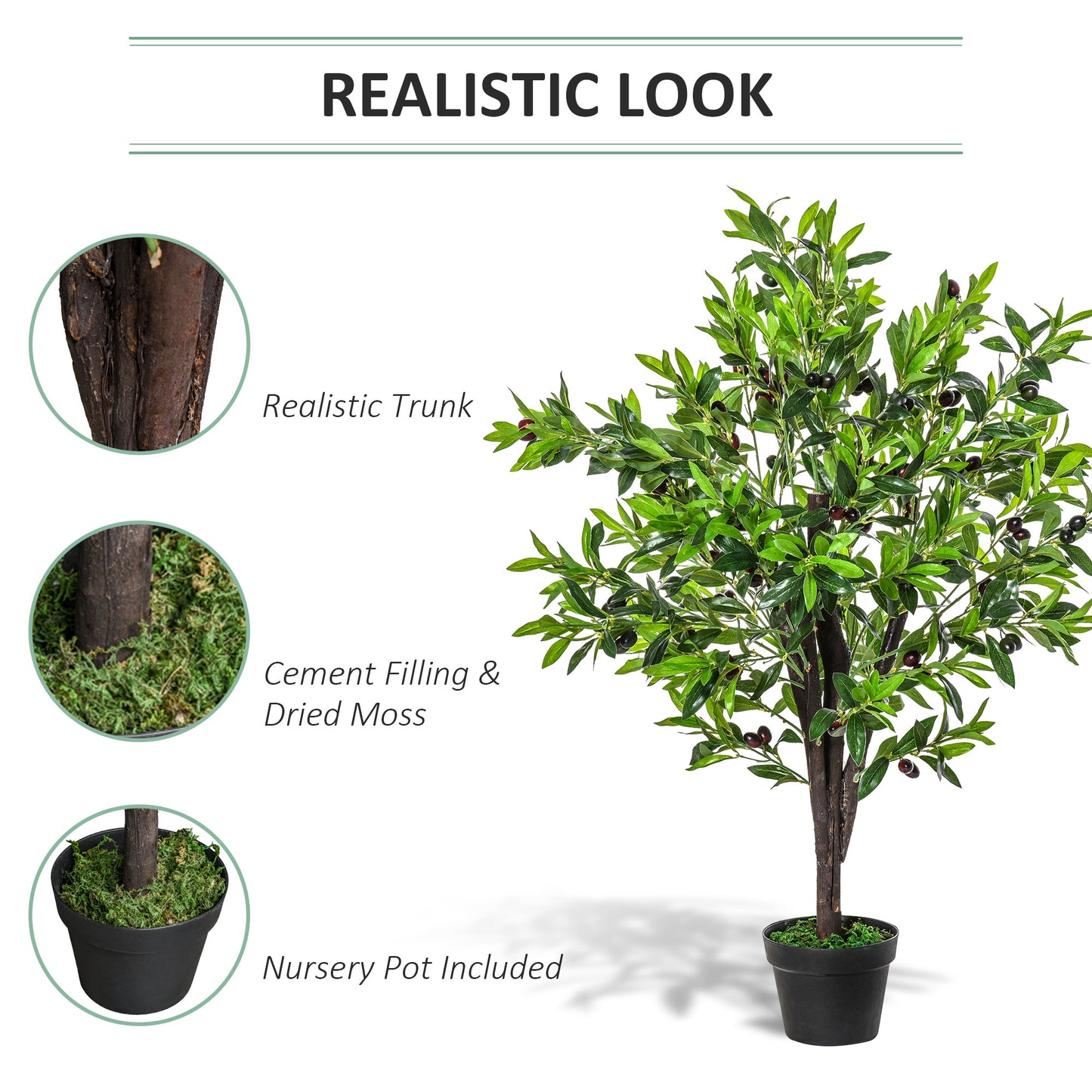 4FT Artificial Olive Tree, Faux Decorative Plant in Nursery Pot for Indoor or Outdoor Décor, Green