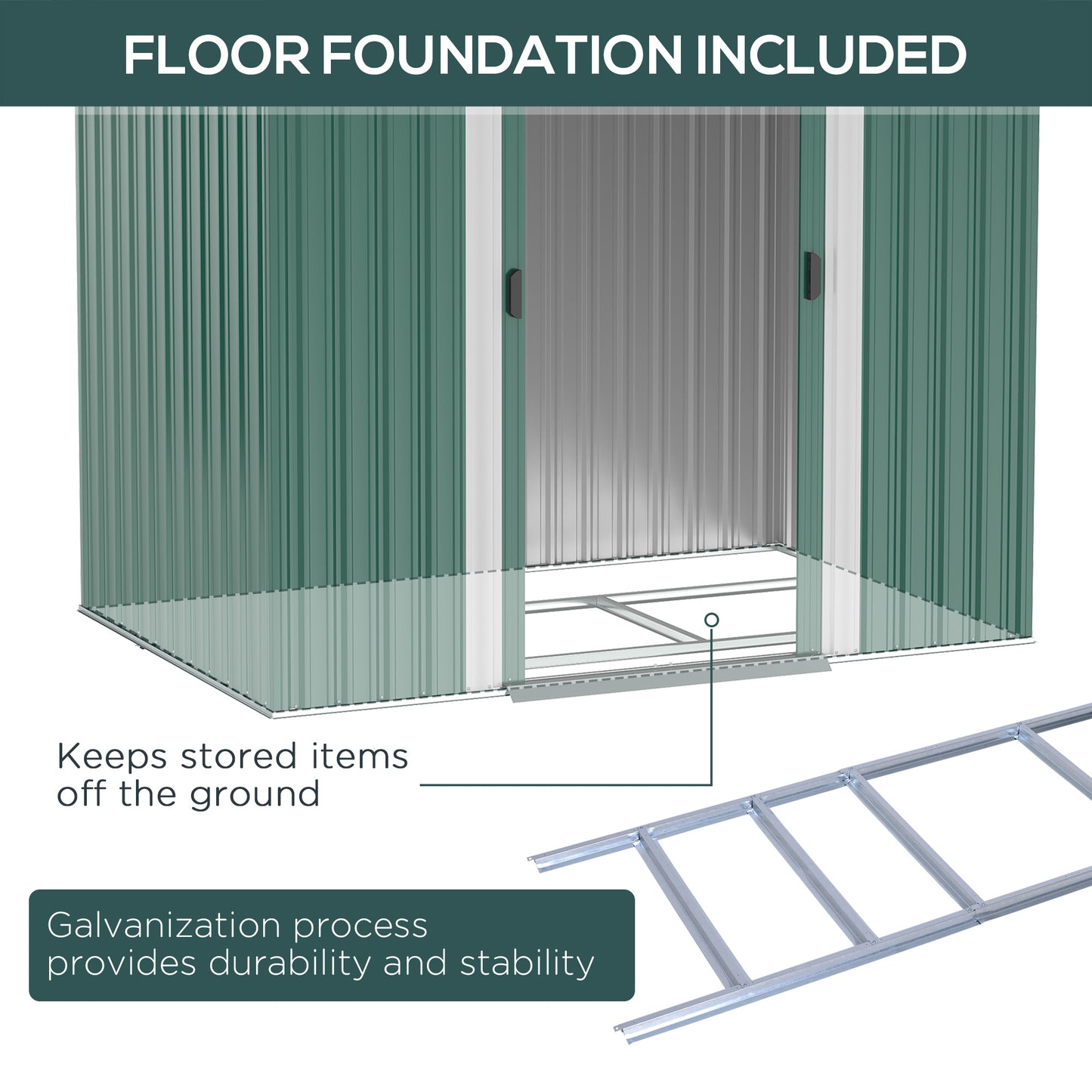 7'x 4' Metal Patio Storage Shed Garden Lockable Shed Tool Utility Storage Unit, Green