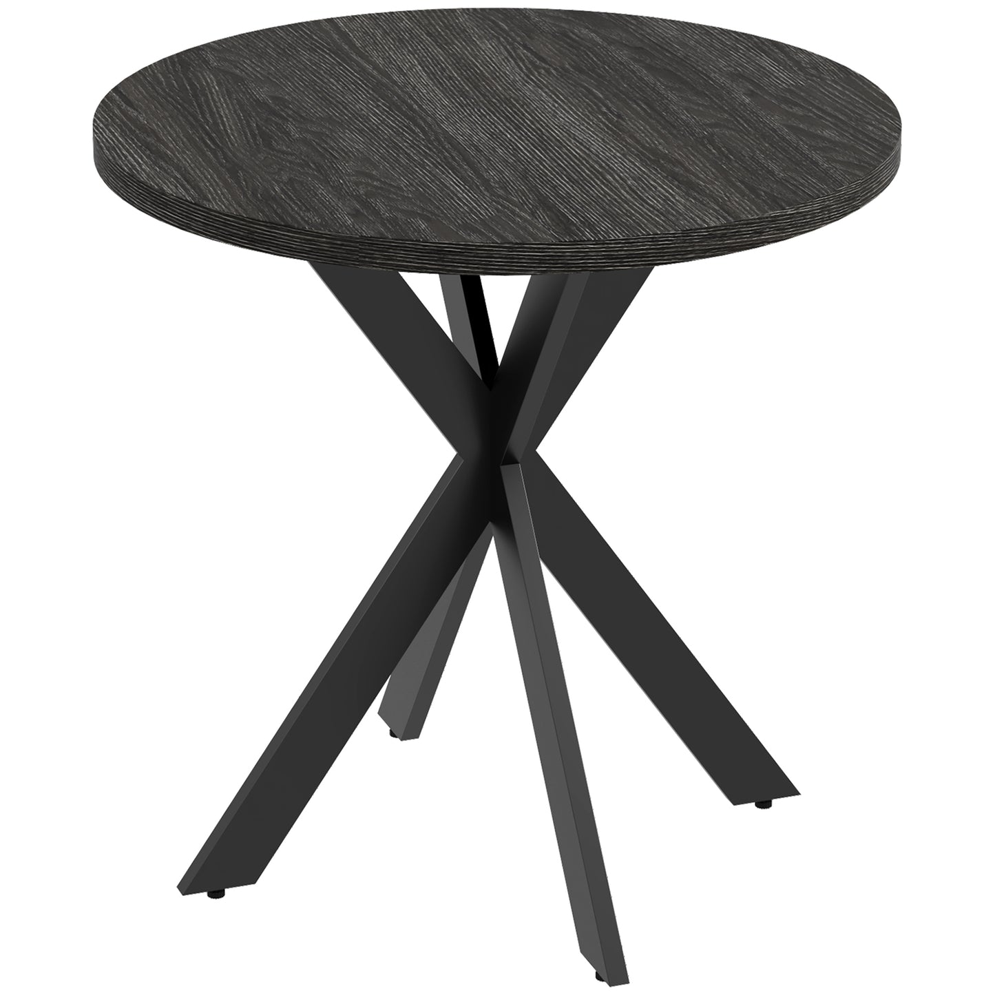 29" Dining Table, Contemporary Round with Steel Legs, in Black