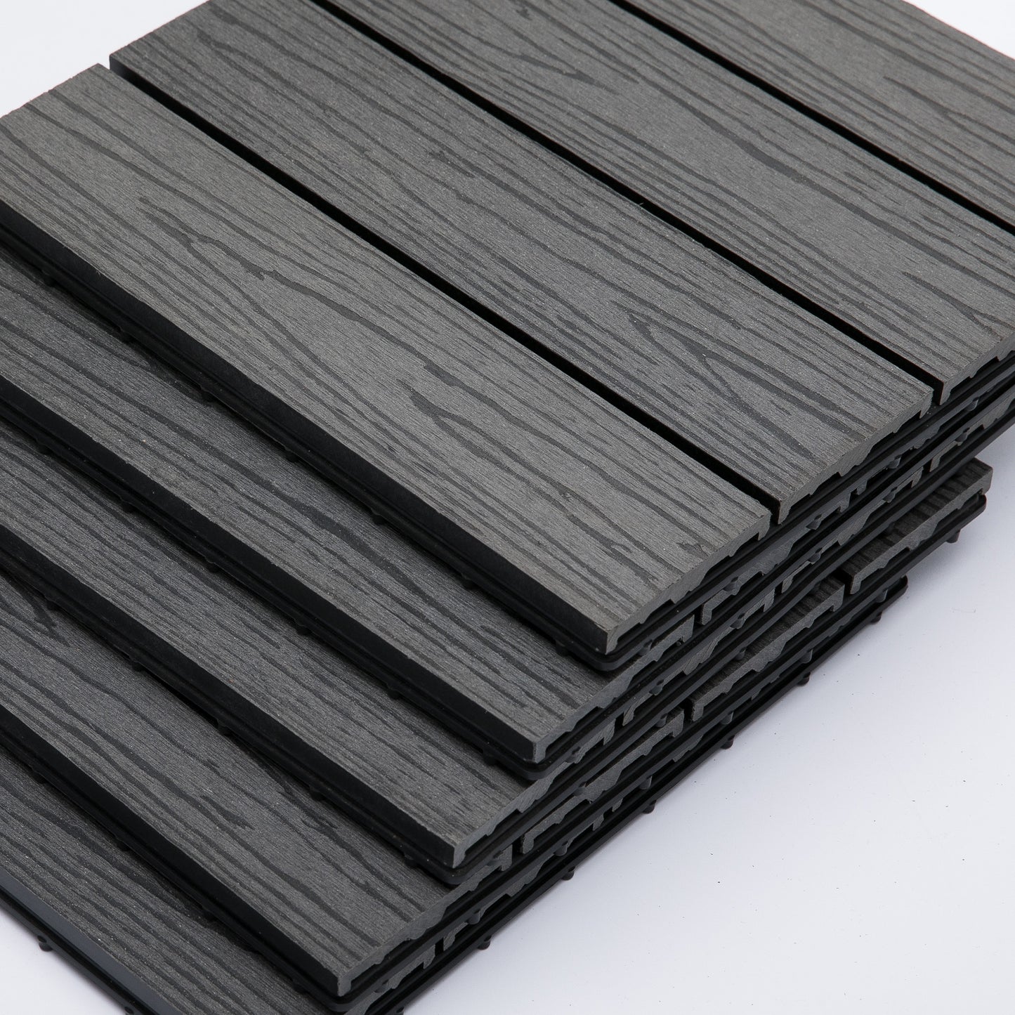 12 x 12 HDPE Interlocking Composite Deck Tile 11 Pack for the Patio or Porch for a New Classic Look, Grey