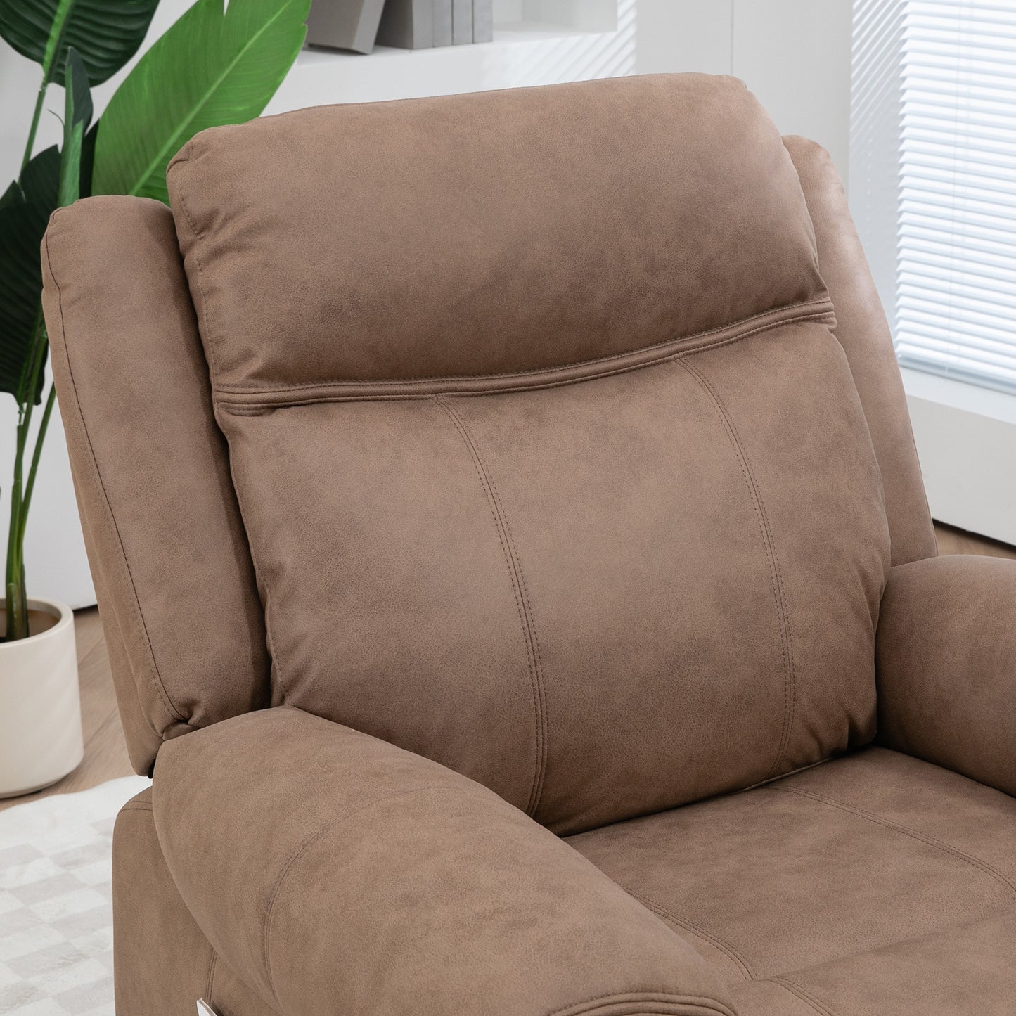 Manual Recliner Chair with Vibration Massage, Side Pockets, Microfibre Reclining Chair for Any Room, in Brown