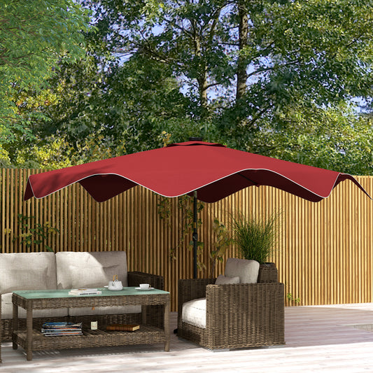 Solar Patio Umbrella with LED and Tilt, Outdoor Market Table Umbrella Parasol with Crank, 10 x 10 ft, Wine Red