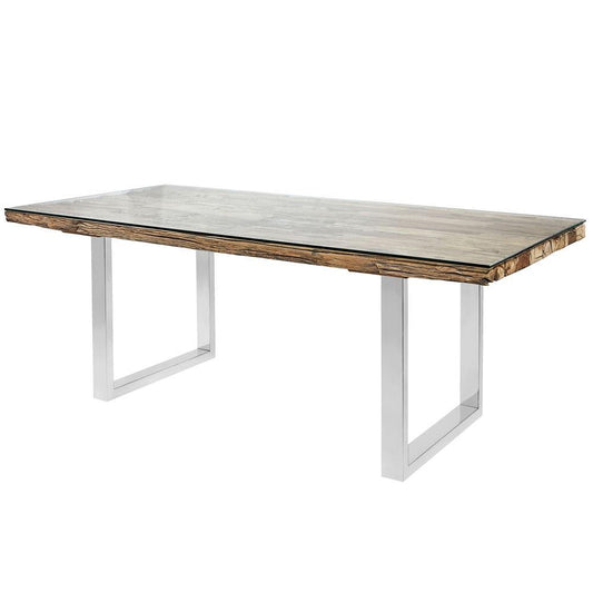 RAILWOOD DINING TABLE - 84" 3.5, CHROME BASE