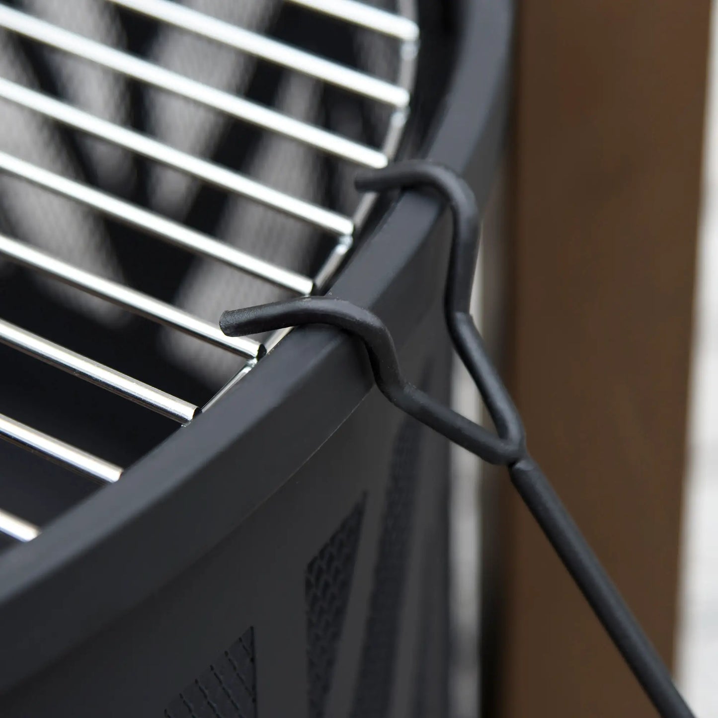 31" Outdoor Fire pit, 2-in-1 Wood Burning Fire Pit Brazier with Lid, BBQ Grill, Poker for Backyard, Camping, Black