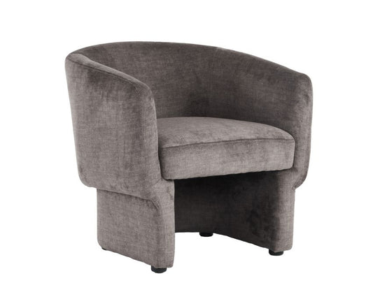 Modern, bucket-style accent chair in Taupe