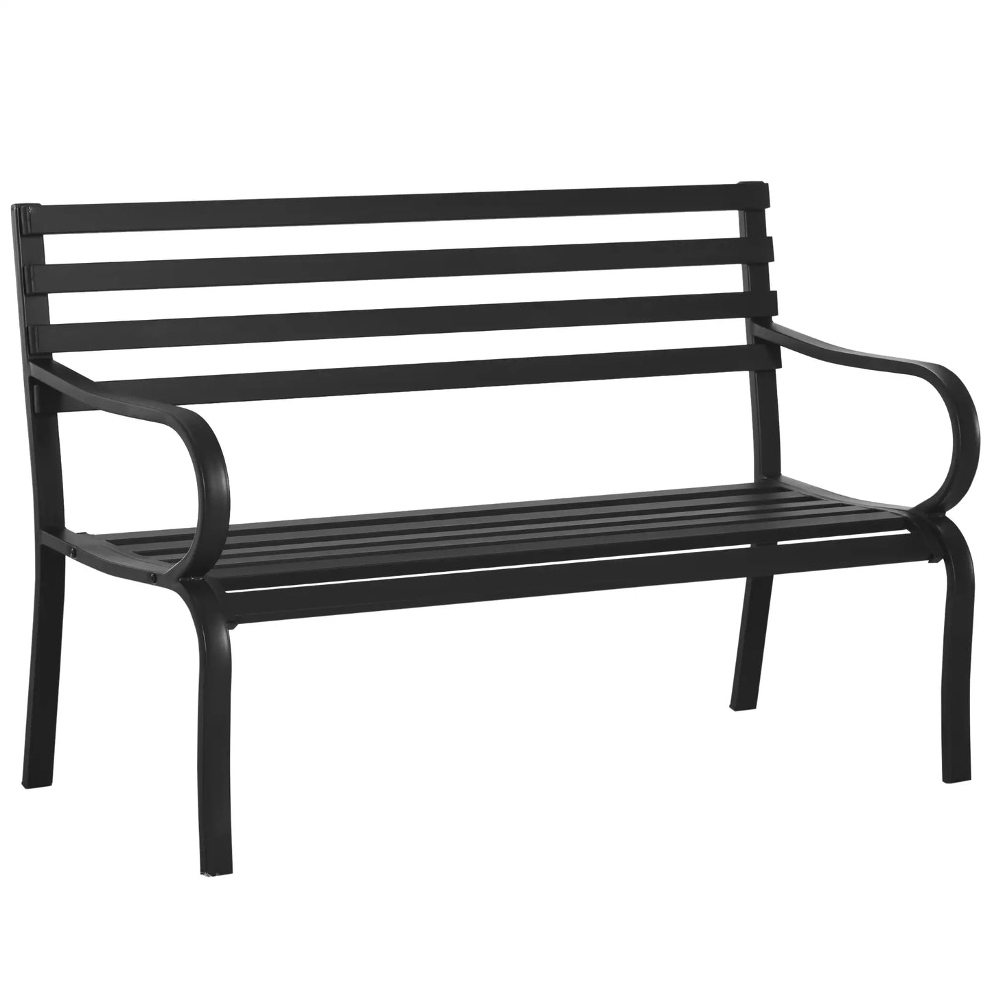 2 Seater Garden Bench, Metal Outdoor Bench for Yard, Lawn, Porch, Black
