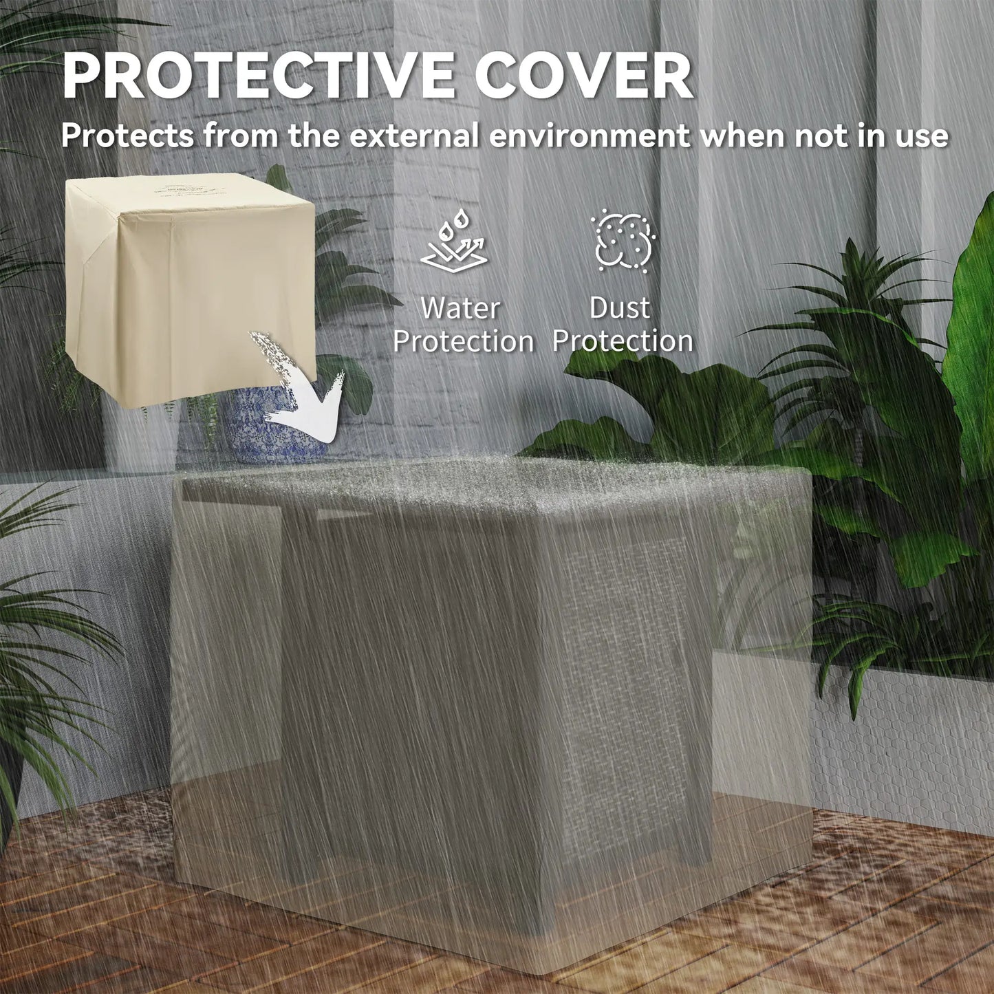 Outsunny Square Gas Fire Pit Table, Smokeless Firepit with Cover, Black