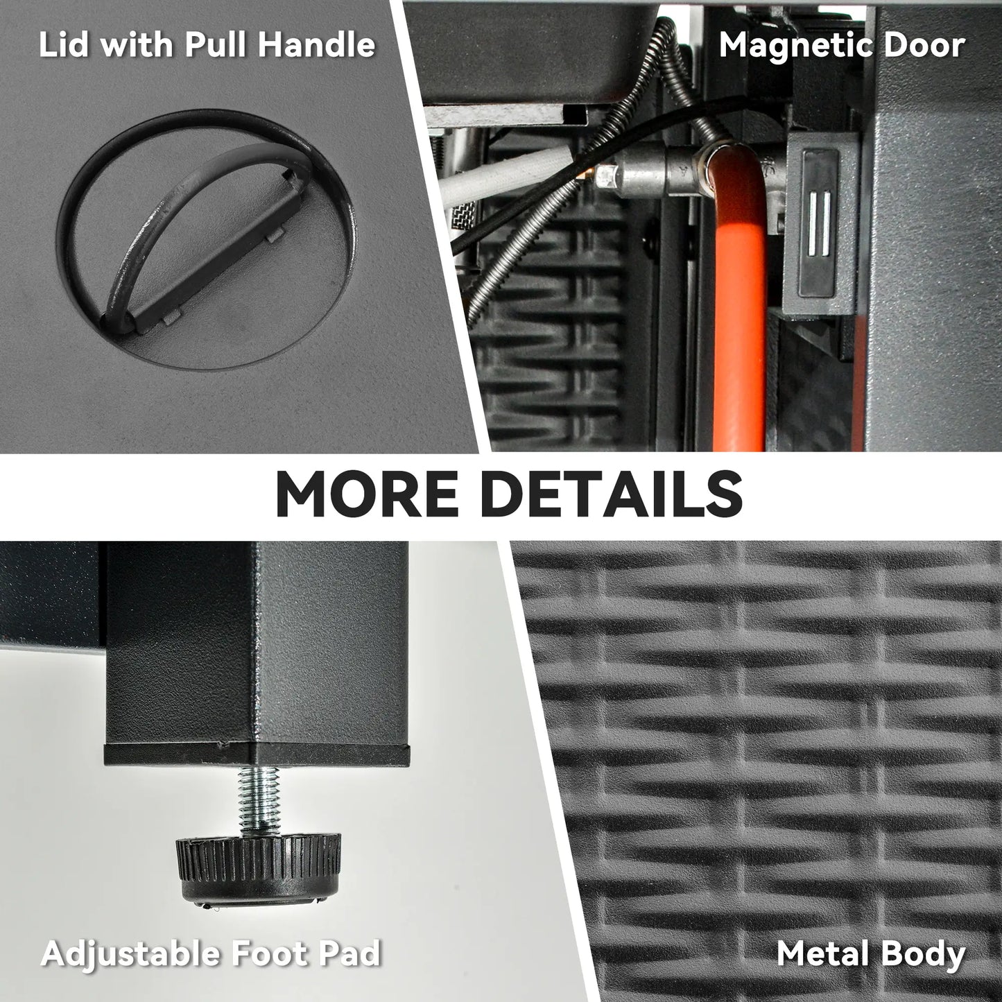 Outsunny Square Gas Fire Pit Table, Smokeless Firepit with Cover, Black