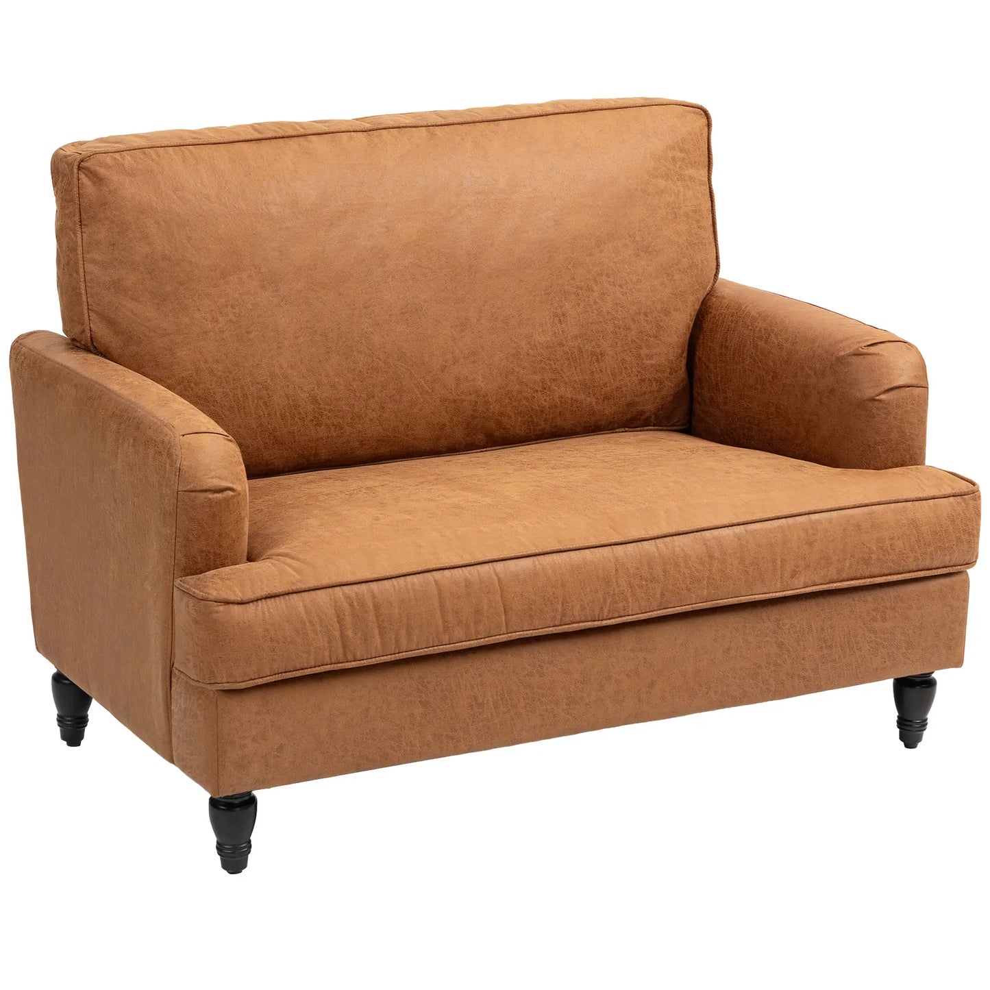 Modern Accent Chair, Microfiber Cloth Armchair with Turned Legs and Wide Seat, Comfy Chair for Living Room, Brown