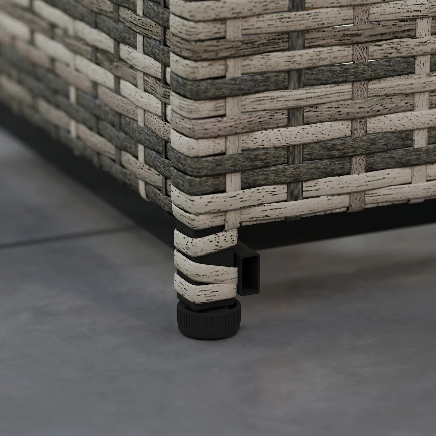 28 Inch Propane Fire Pit Table, 40,000 BTU Rattan Gas Fire Pit Table with Rain Cover, Mesh Lid, Lava Stone, Mixed Grey