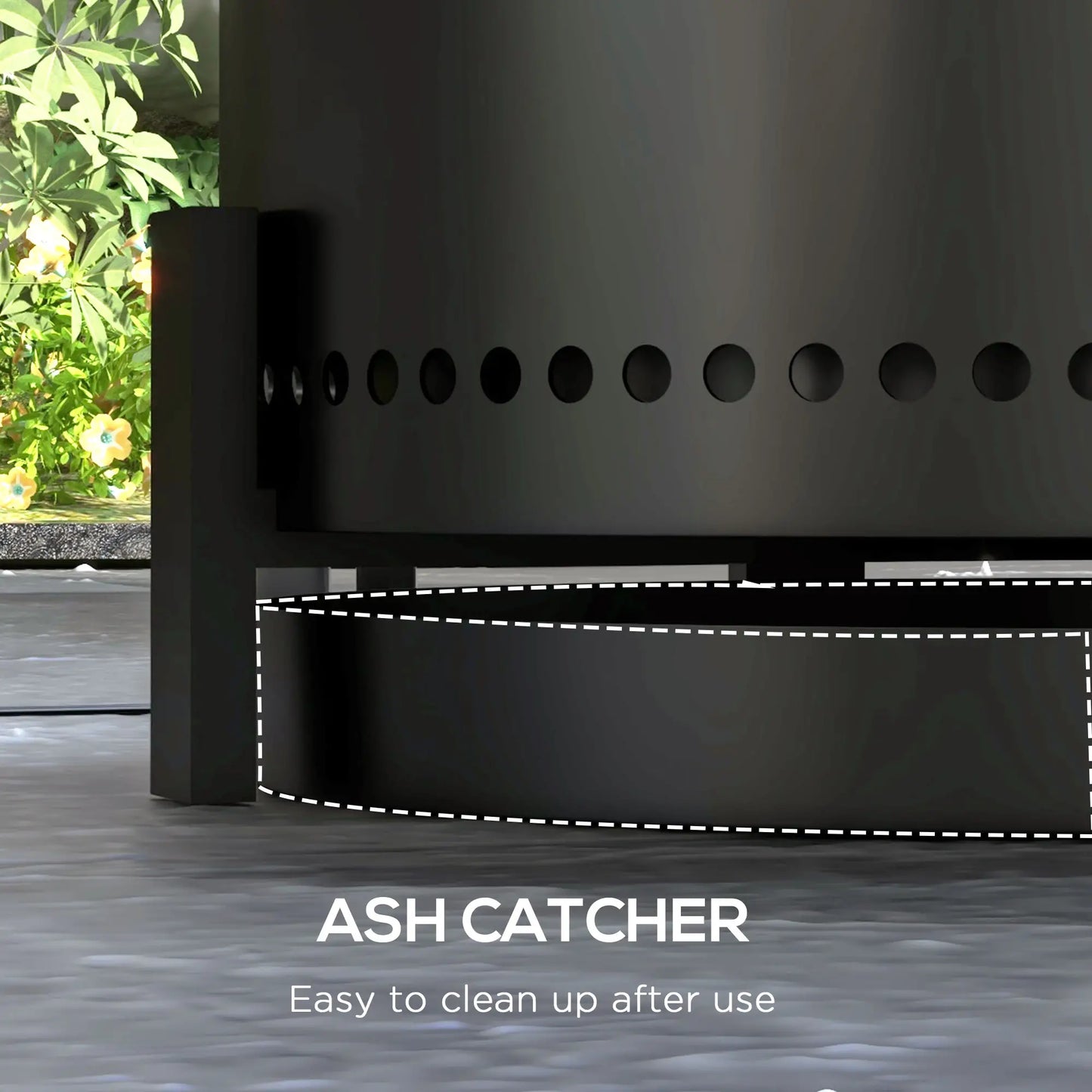 Smokeless Fire Pit with Ash Catcher, Portable Wood Burning Firepit with Poker for Garden Camping Bonfire Party, Black