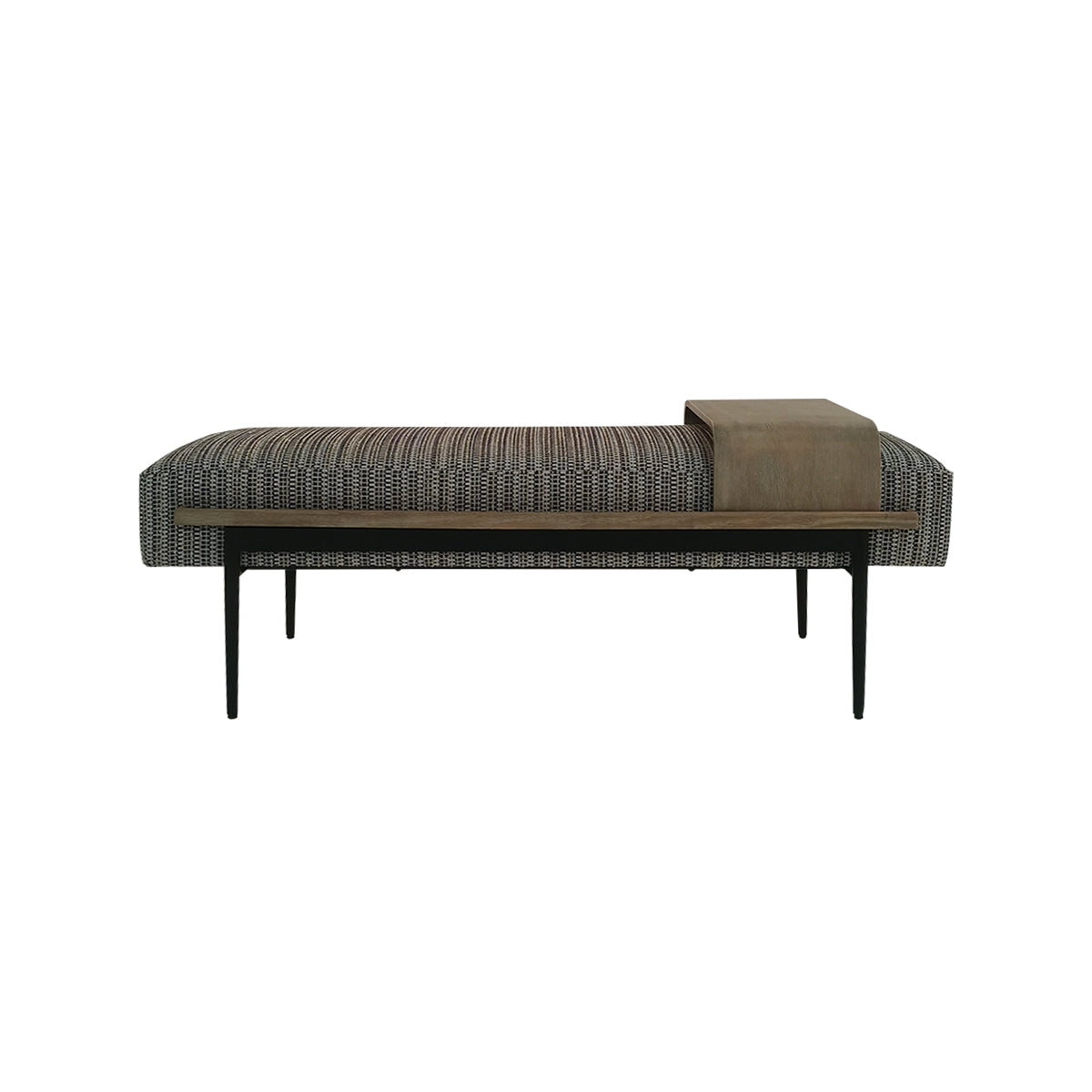 Classic Multi-Toned Cocktail Ottoman Bench with Slide Tray