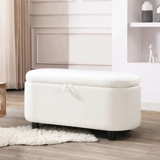 Modern Oval Storage Bench
Lift-Top Design with Spacious Interior Storage