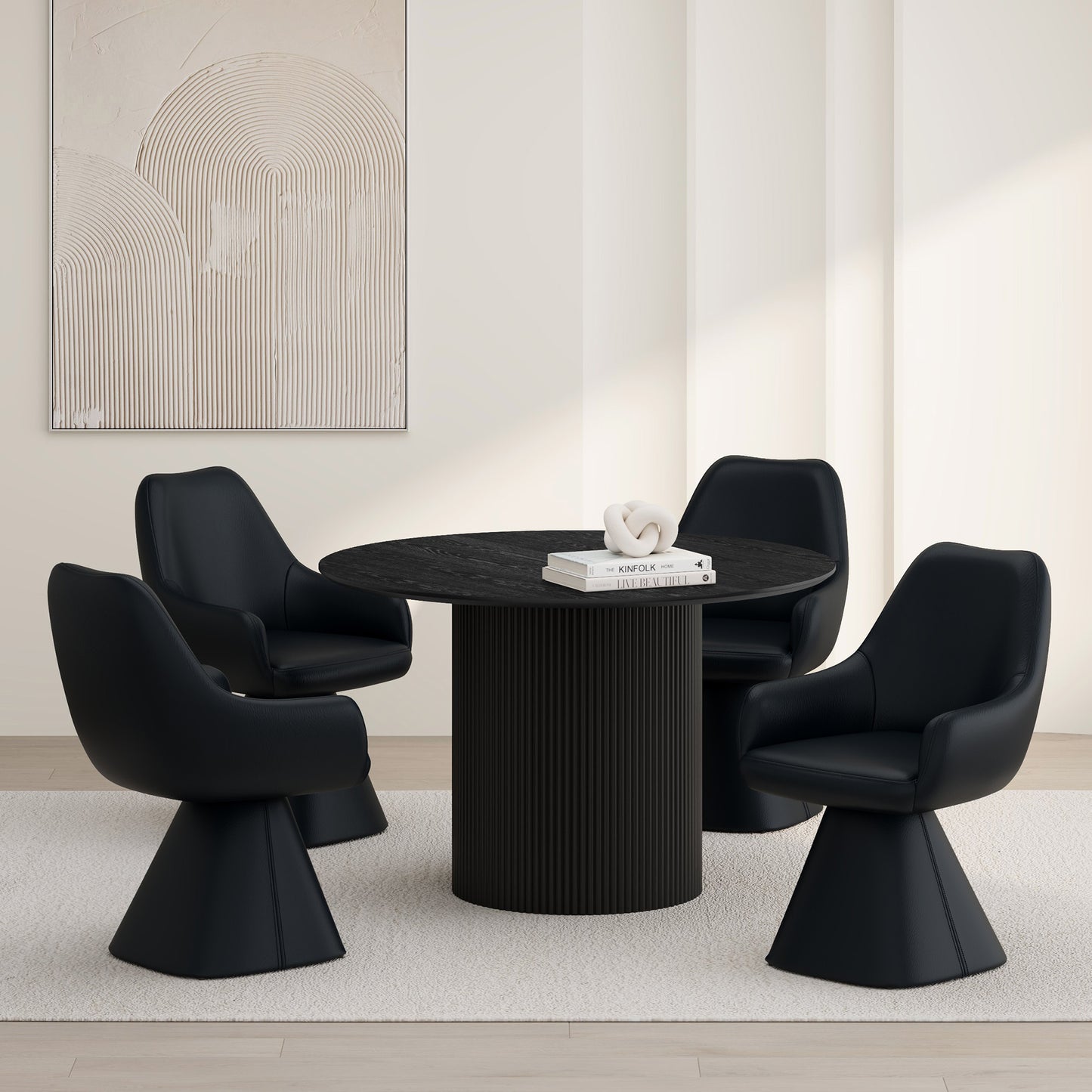 Tovas/Caprese 5pc Dining Set - Black Table with Black Chair