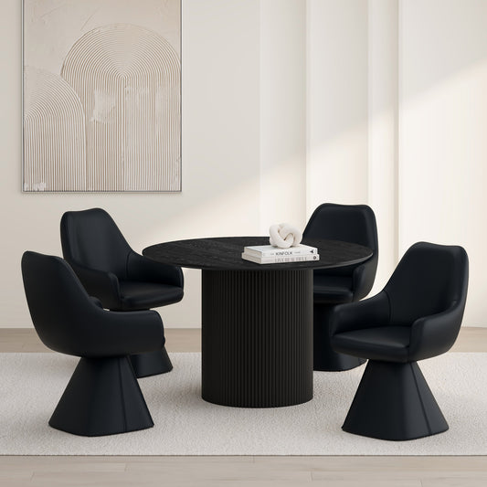 Tovas/Caprese 5pc Dining Set - Black Table with Black Chair