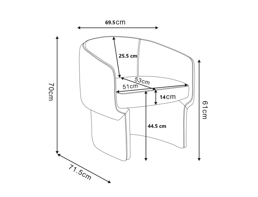 Modern, bucket-style accent chair in Beige