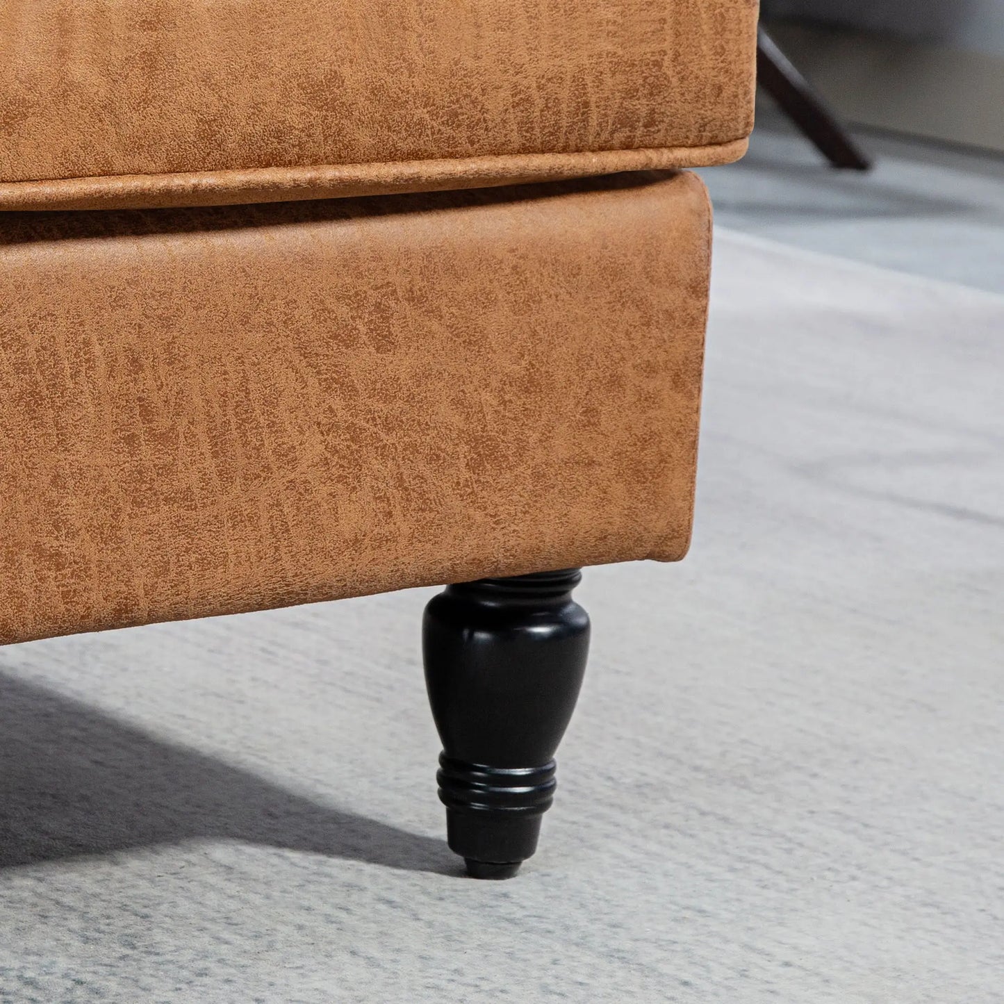 Modern Accent Chair, Microfiber Cloth Armchair with Turned Legs and Wide Seat, Comfy Chair for Living Room, Brown