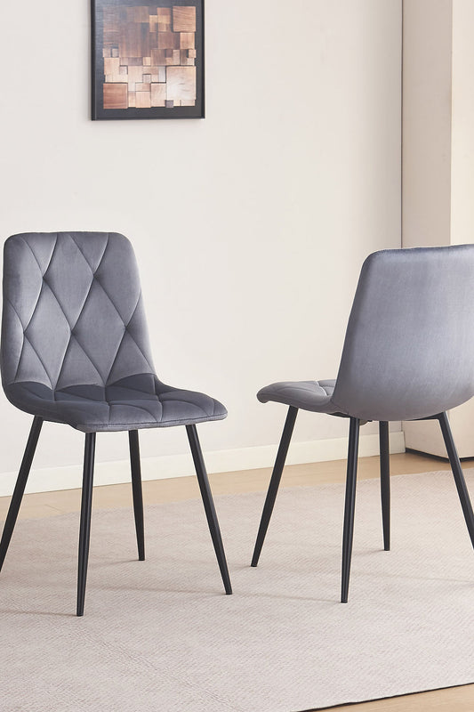 Modern Diamond Pattern Stitching Details, Soft Dark Grey Velvet (SET OF 4) SINGLES AVAIL