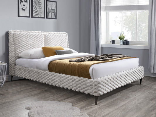 Jesika Modern Fabric Bed in Soft Touch Cream (KING OR QUEEN)