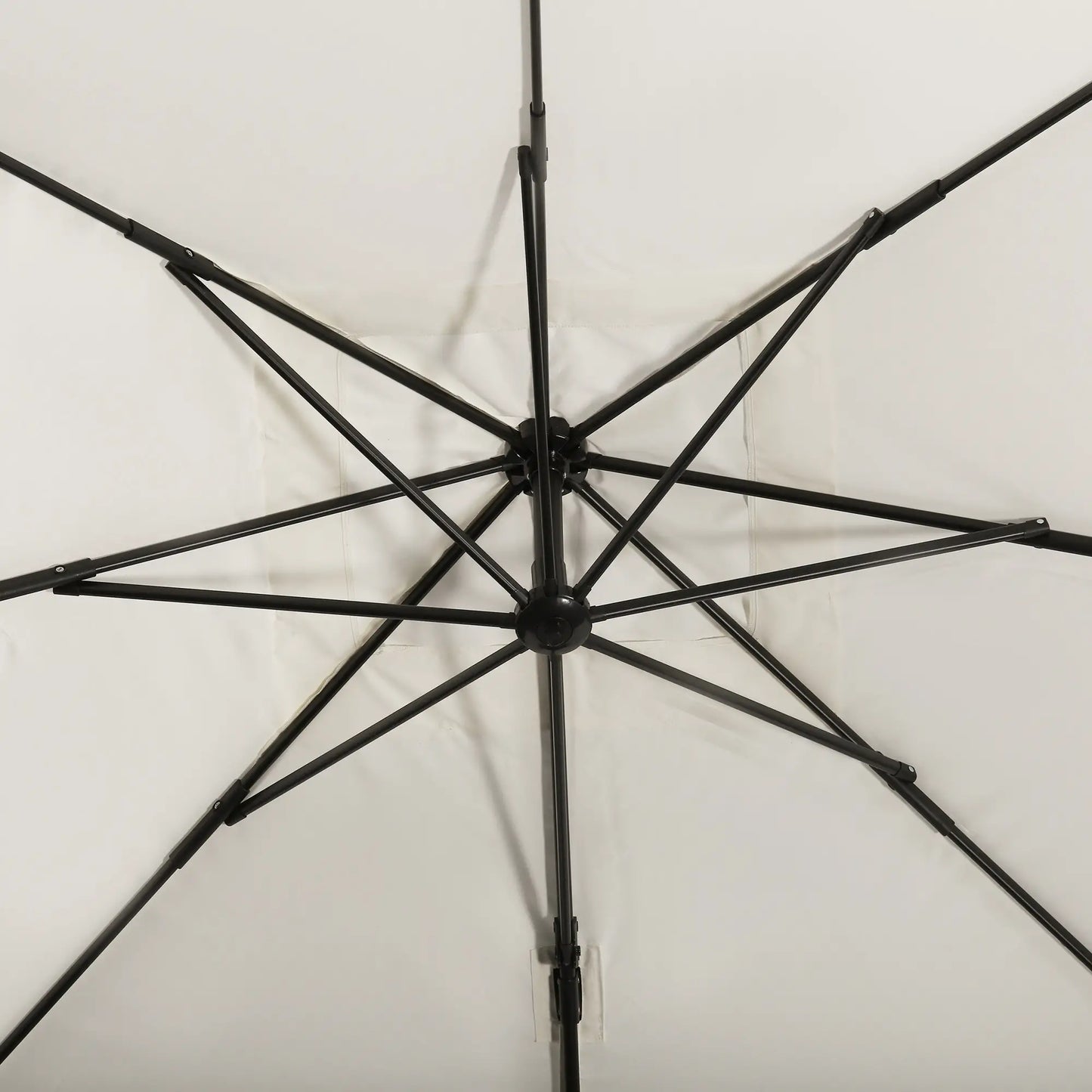 Outsunny 8'x8' Square Patio Hanging Offset Umbrella, Outdoor Cantilever Parasol w/ Cross Base, Cream White