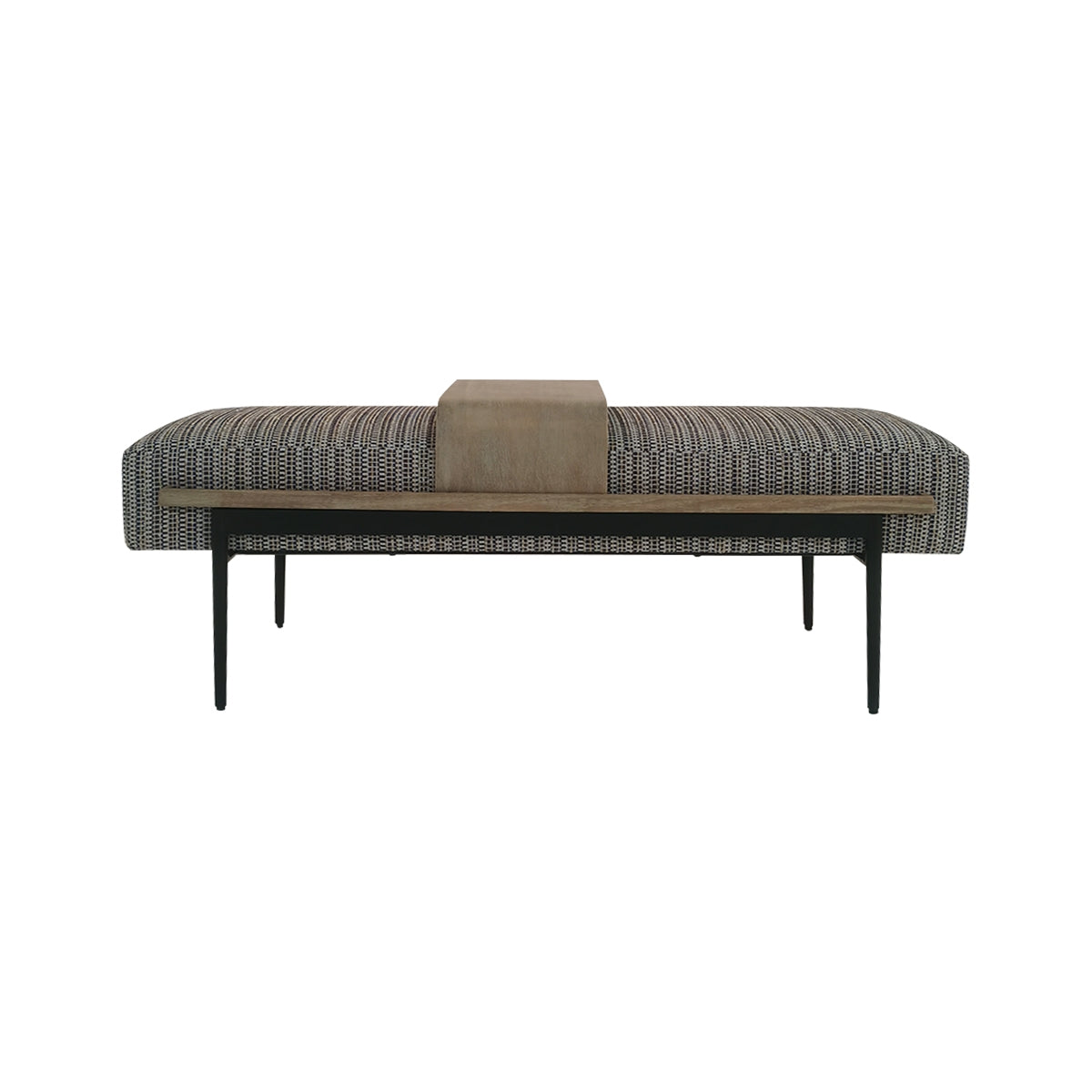 Classic Multi-Toned Cocktail Ottoman Bench with Slide Tray