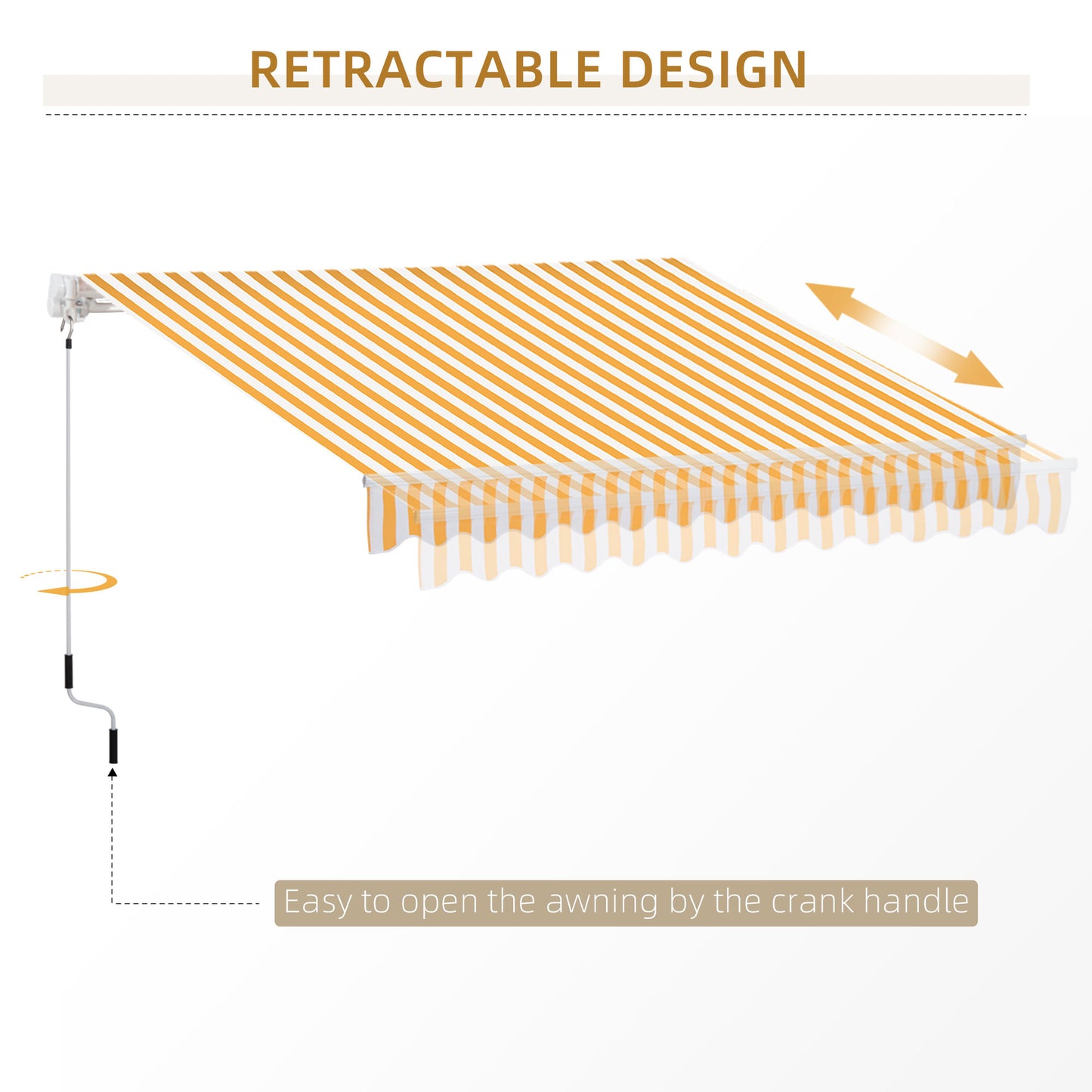 Outsunny 10' x 8' Manual Retractable Awning, Sun Shade Shelter, Window Door Canopy for Patio Deck Yard with UV Protection and Easy Crank Opening, Orange