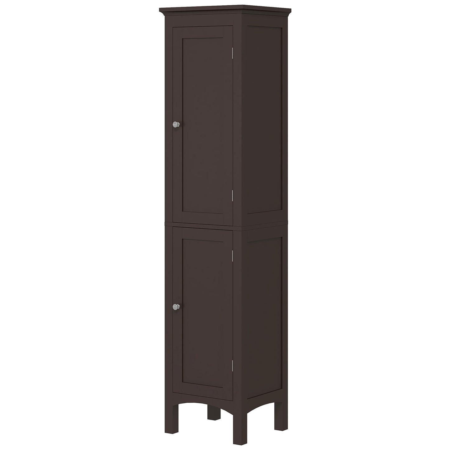 Tall Bathroom Cabinet, Freestanding Storage Organizer with Adjustable Shelves and Cupboards, 15" x 13" x 63", Dark Brown