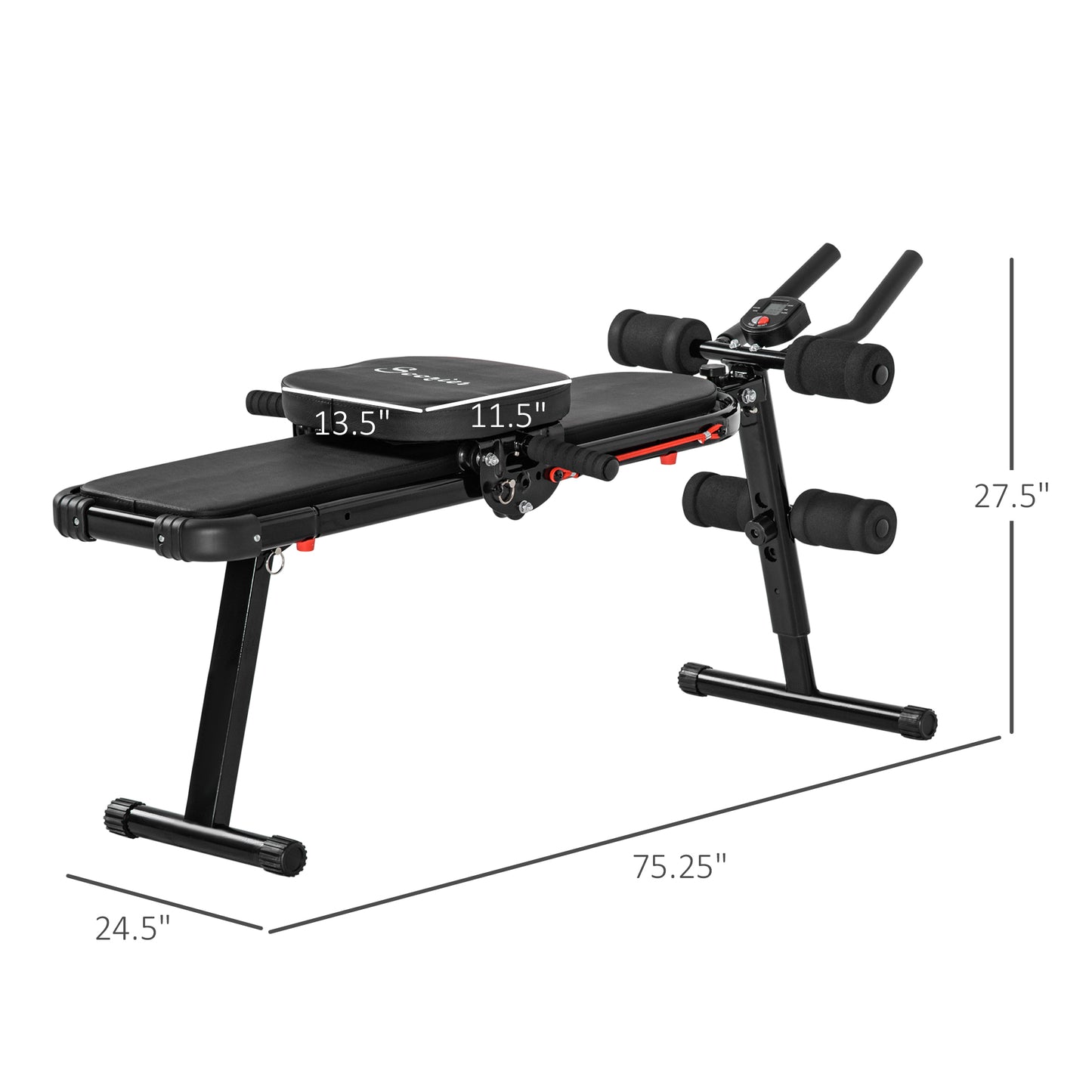 Multi-Workout Ab Machine Foldable Ab Workout Equipment Sit Up Bench Side Shaper Abdominal Cruncher with Resistance Bands & LCD Display for Core, Leg, Arm, Buttocks Shaper