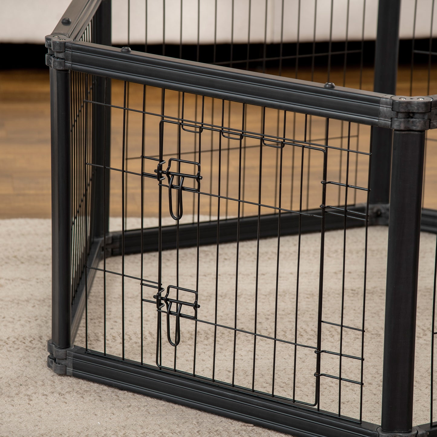 Dog Playpen, 6 Panels 24.5" Heavy Duty Pet Playpen, Foldable Dog Exercise Pen with Door Indoor Outdoor, Black