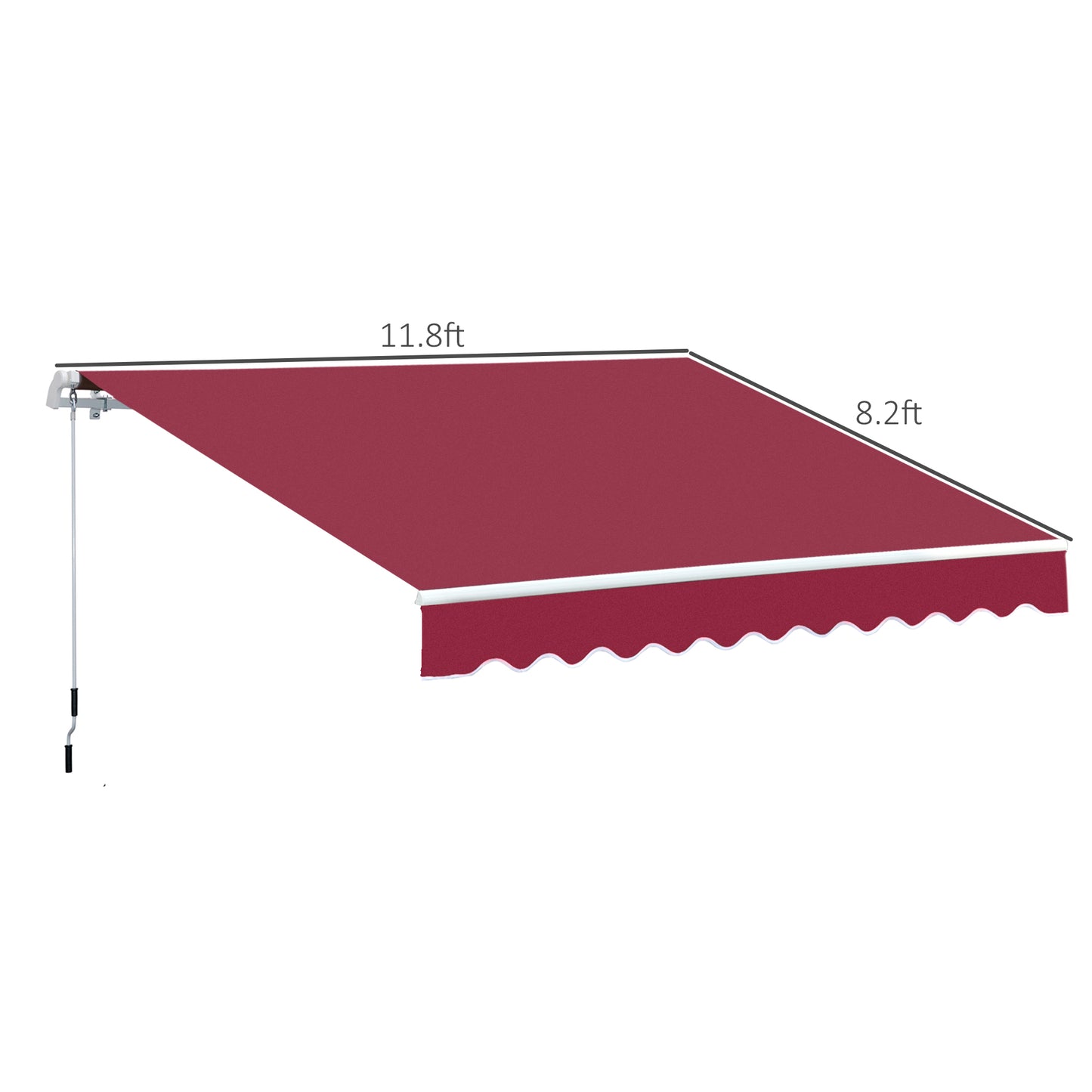 Outsunny 12x8ft Sun Awning Retractable Sun Shade For Decks Home Depot Awning, Wine Red