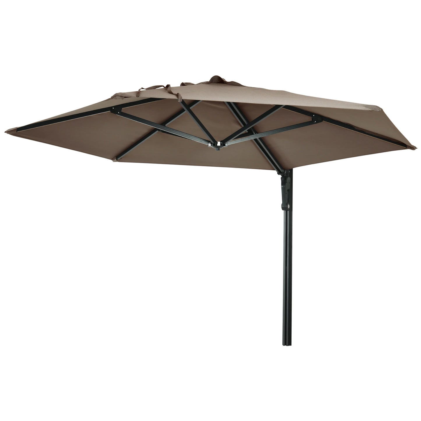 8 ft Wall Mounted Umbrella with 180° Rotatable Canopy, Khaki