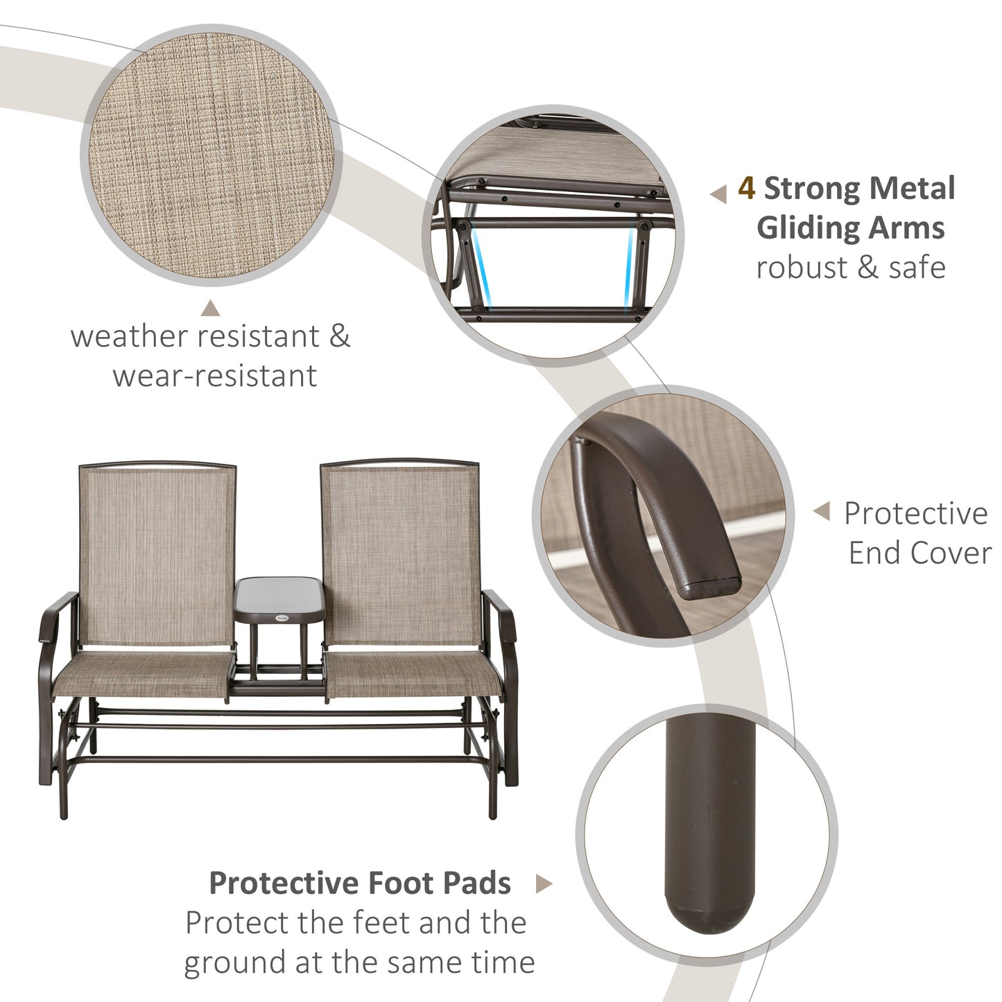 Patio Glider Rocking Chair 2 Person