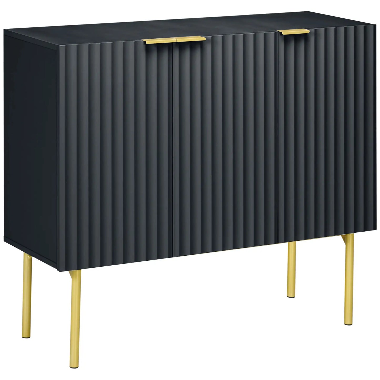 Modern Storage Cabinet Sideboard Buffet Cabinet with Gold Legs for Living Room or Dining Room or Hallway in Black