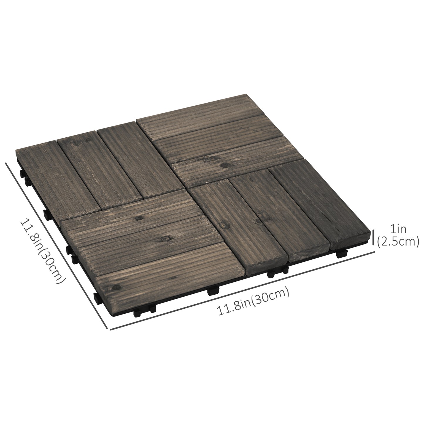 54 Pcs Wood Interlocking Deck Tiles, 12 x 12in Outdoor Flooring Tiles for Indoor and Outdoor Use, Charcoal Grey